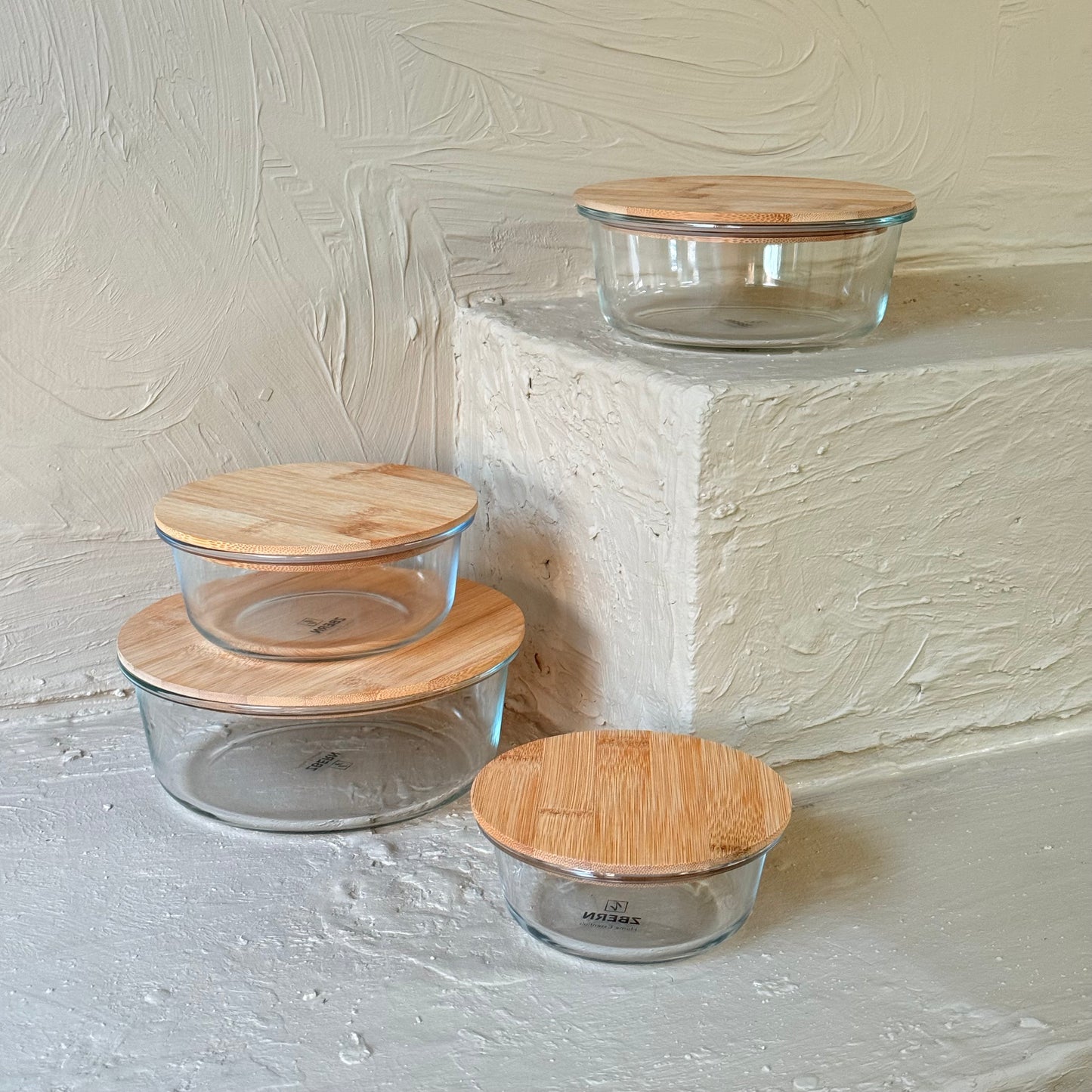 ZBERN Bambu Kapaklı 4 Boy Saklama Kabı