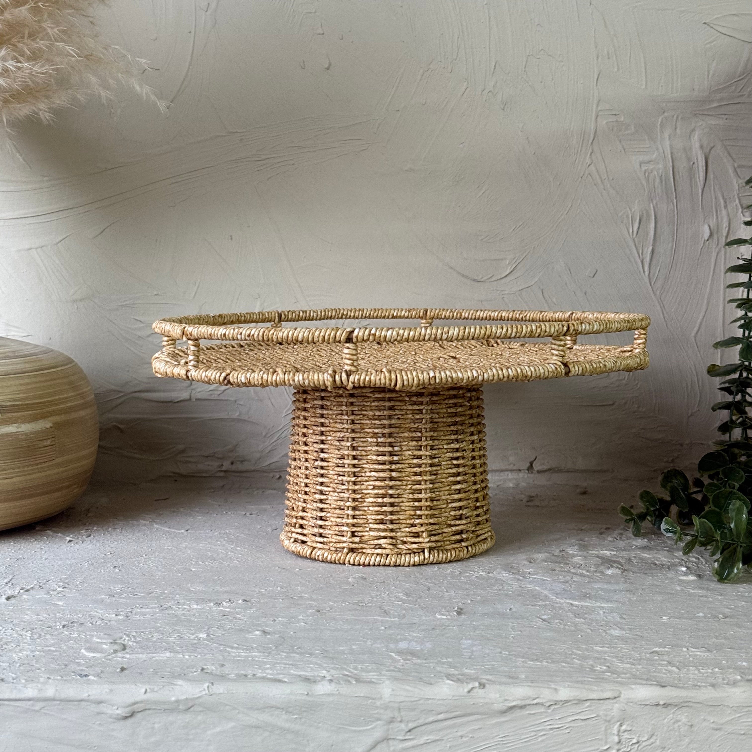 Rattan Ayaklı Yuvarlak Meyvelik Sunumluk Naturel