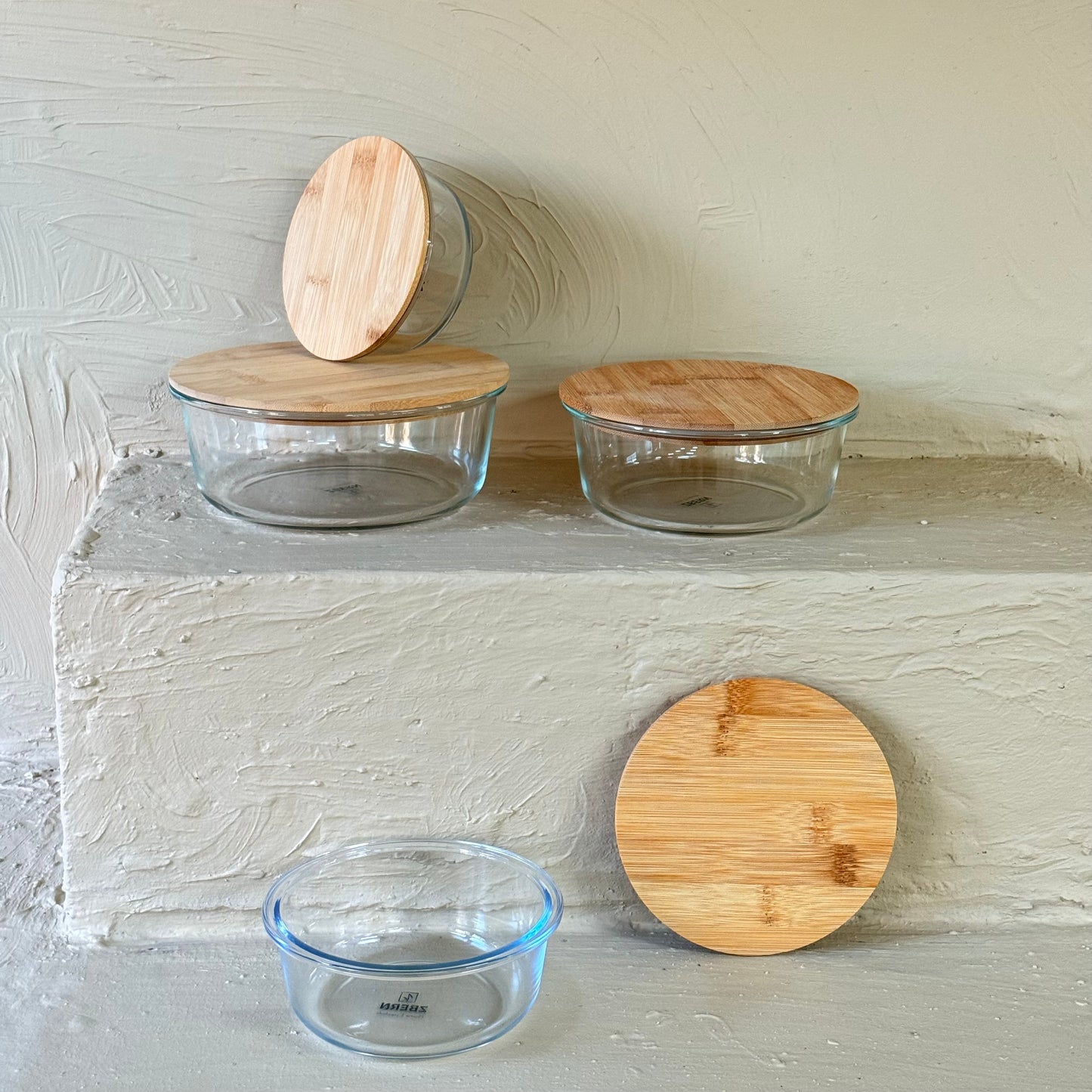 ZBERN Bambu Kapaklı 4 Boy Saklama Kabı