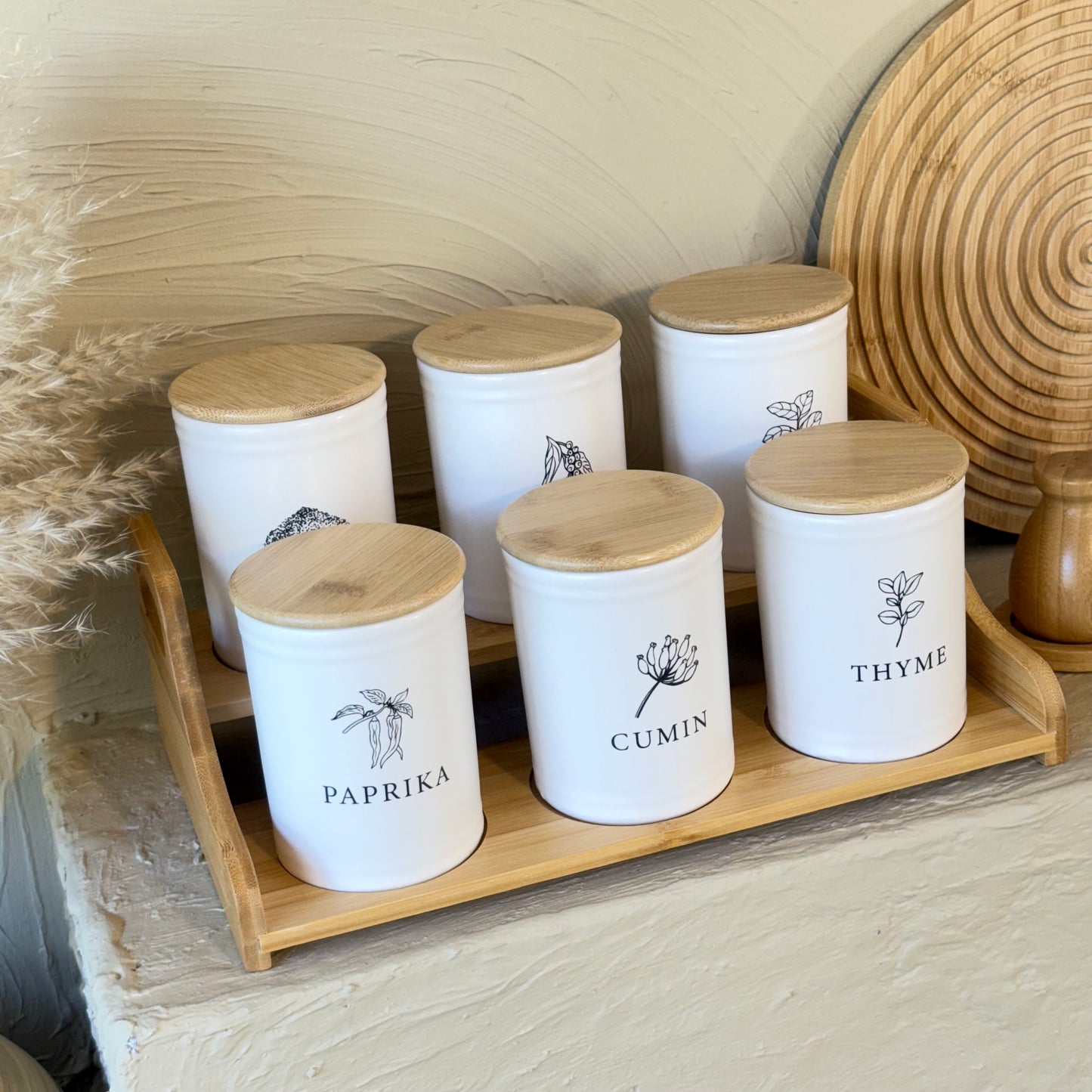 Tutku Bambu Standlı 6 Li Baharatlık Seti KOD:TT-19