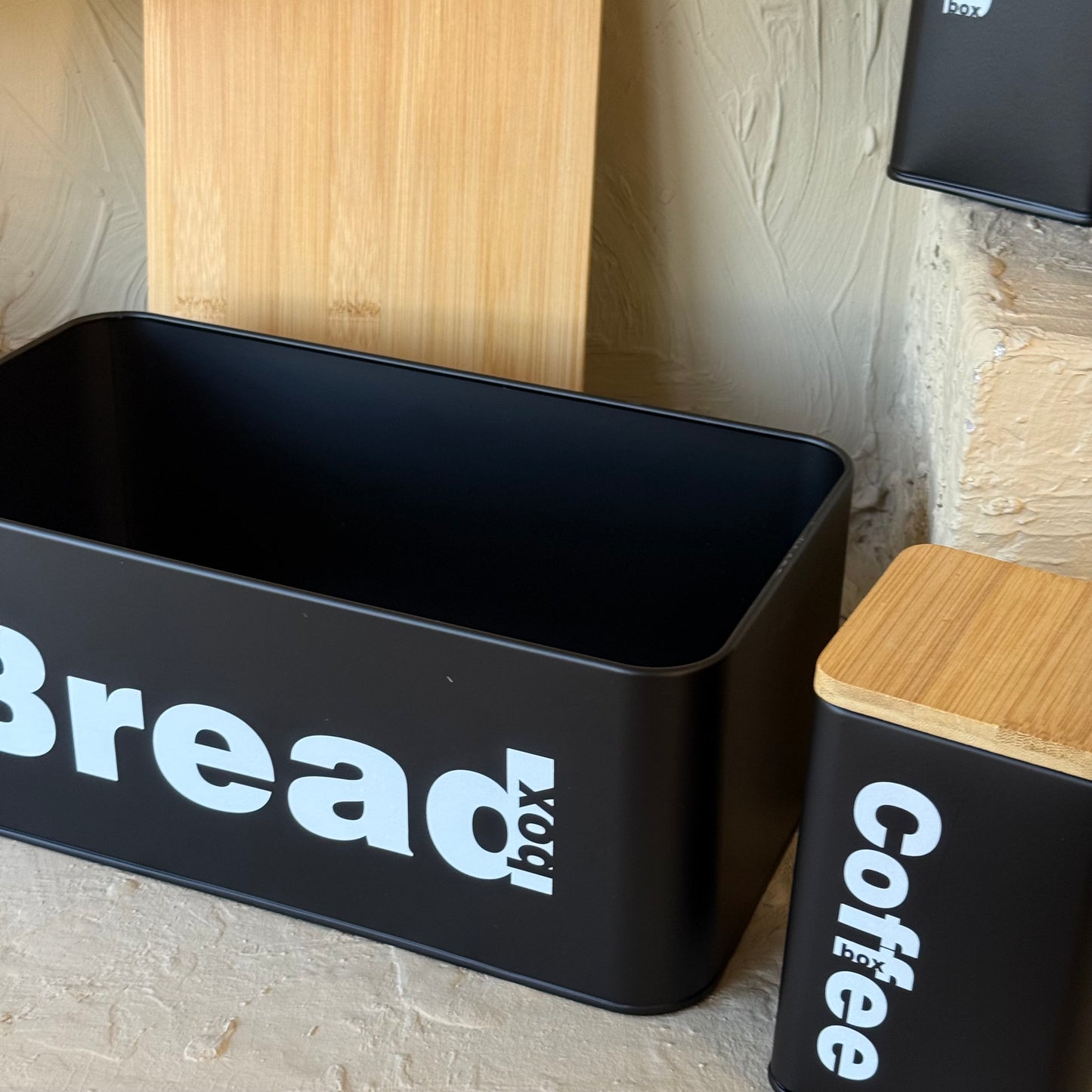 Vintage Bambu Kapaklı Ekmeklik Kavanoz Seti Siyah KOD:345