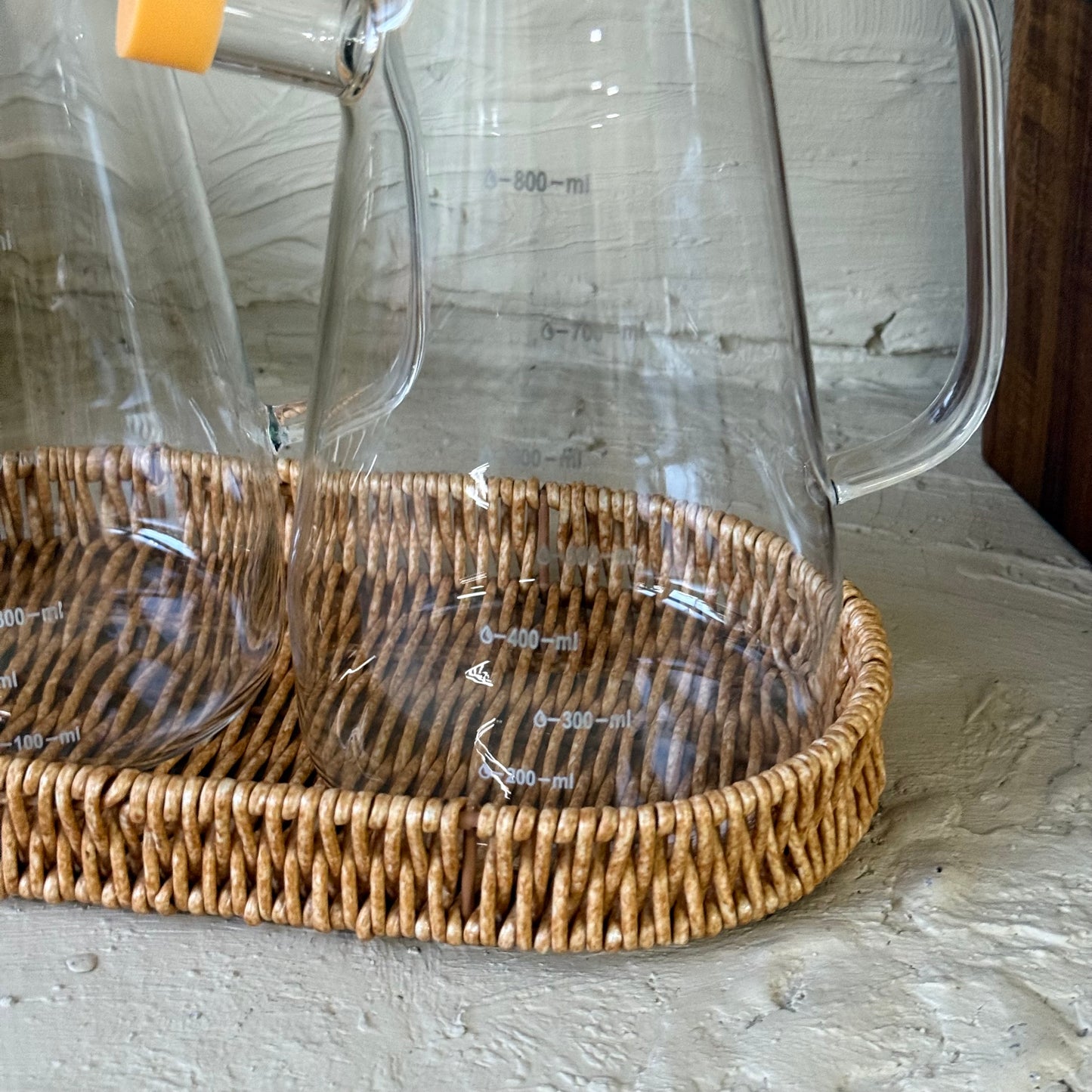 Valley Rattan Standlı İkili Borosilikat Yağdanlık Seti 900 ml