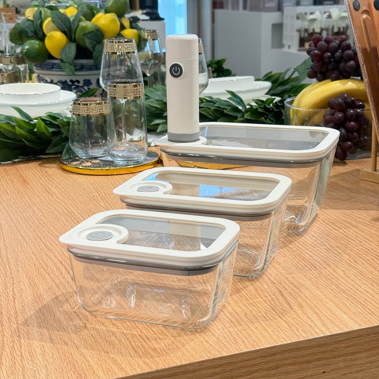 Arow Newness Cam Saklama Kabı Seti Elektrikli Vakum Pompa 4 Parça (YILIN ÜRÜNÜ)