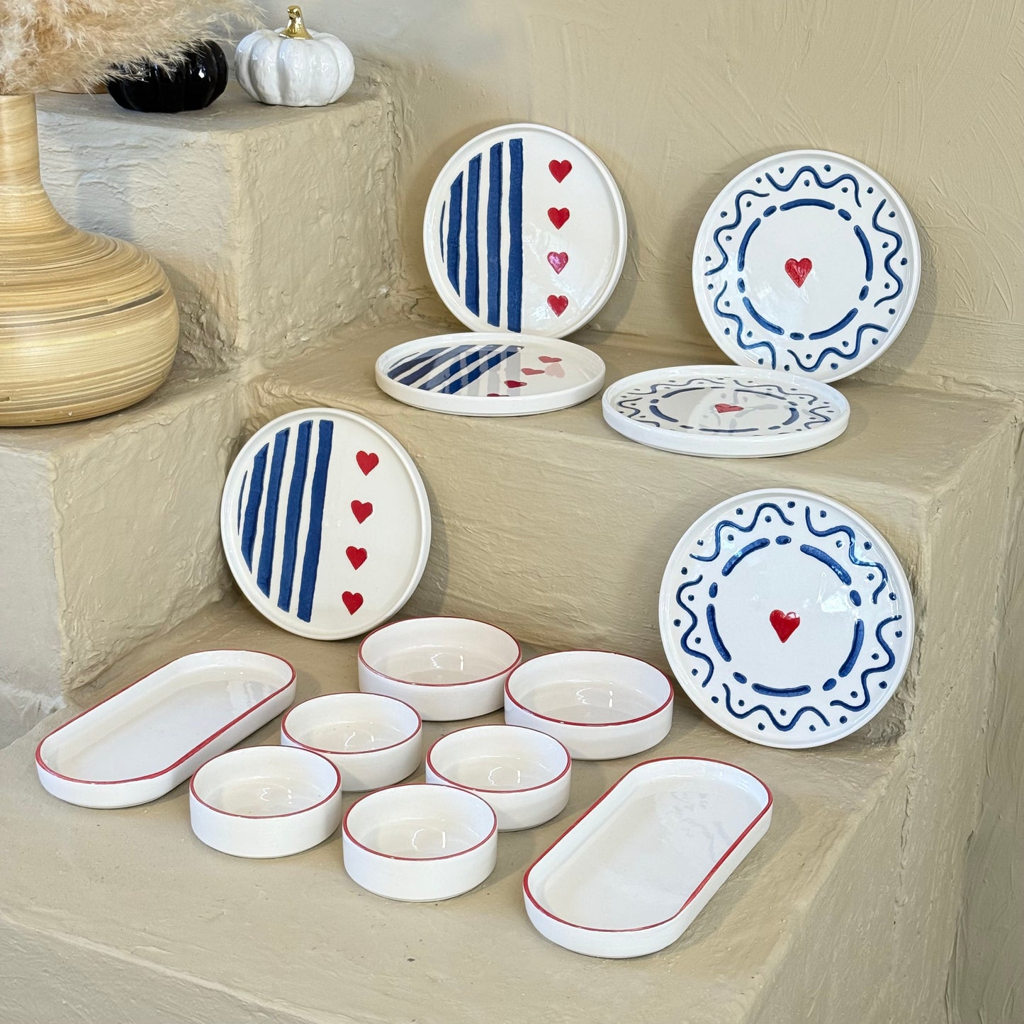 Tutku Blue Heart 14 Parça Kahvaltı Takımı Seti 6 Kişilik