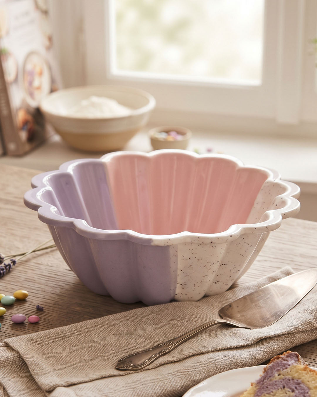 Dalgalı Dilimli Pastel Renk Geçişli Silikon Pasta ve Kek Kalıbı P1608
