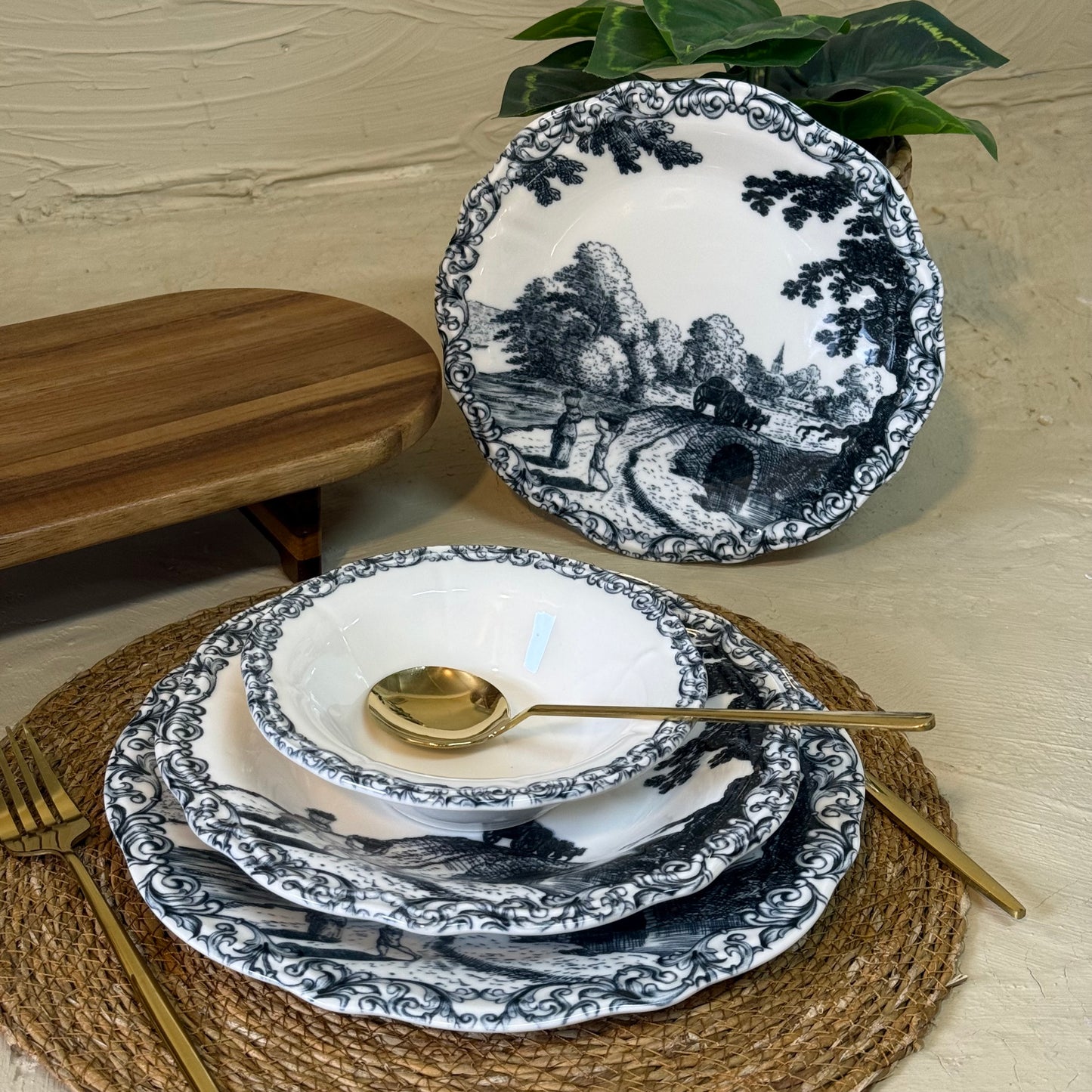 Porser Porselen 24 Parça Yemek Takımı 6 Kişilik Siyah KOD:NOİRDEN-30402-1