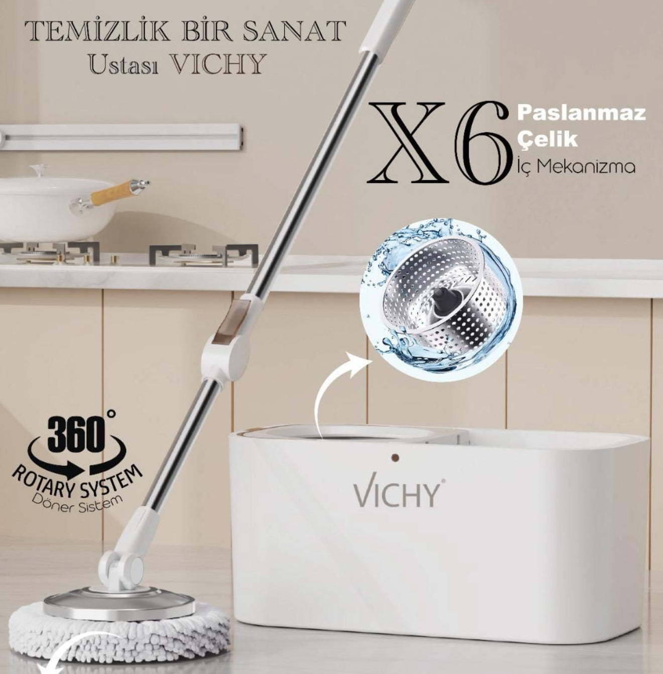 Evanev Döner Başlıklı Mop Seti KOD:6677