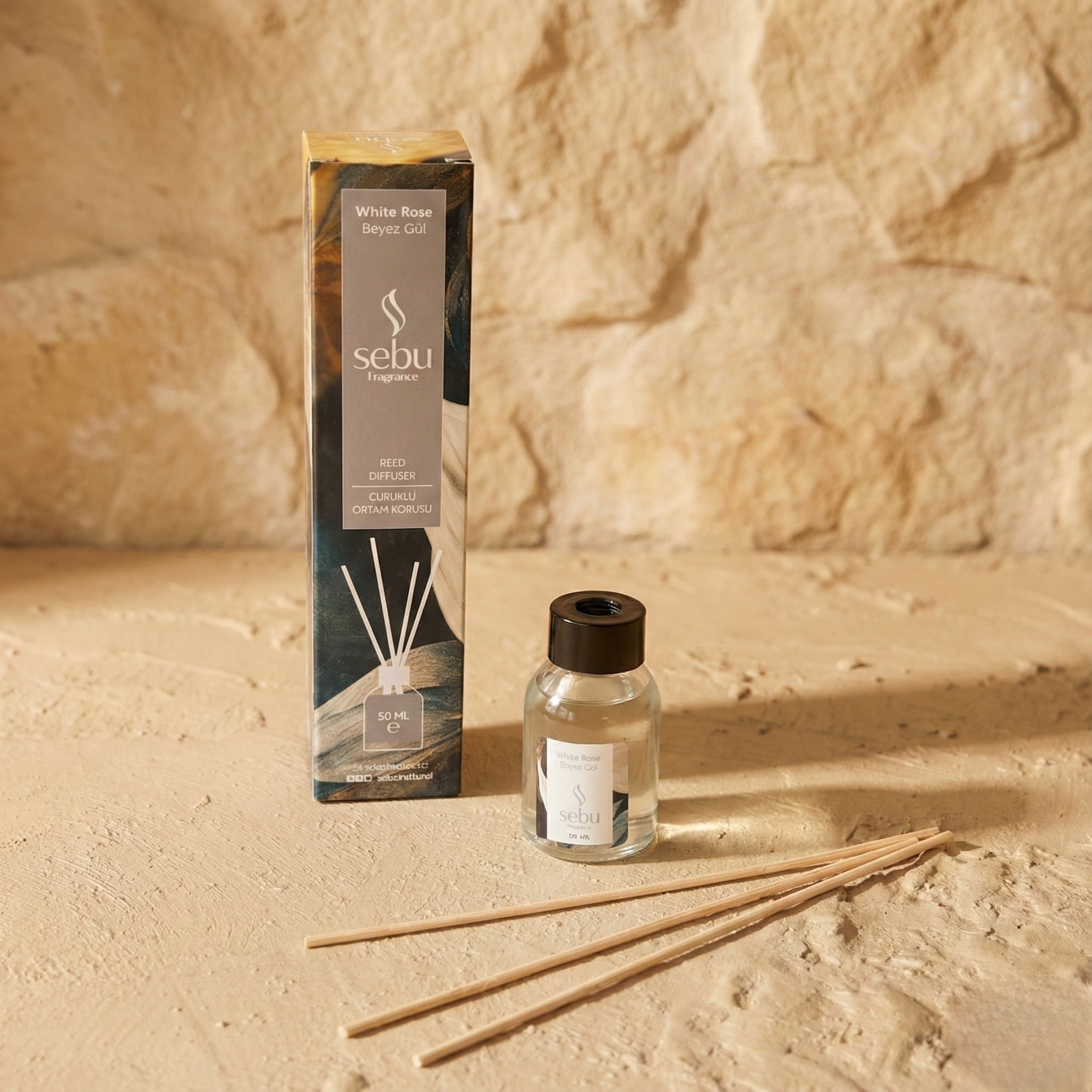 Sebu Çubuklu Ortam Kokusu Beyaz Gül 50 ml