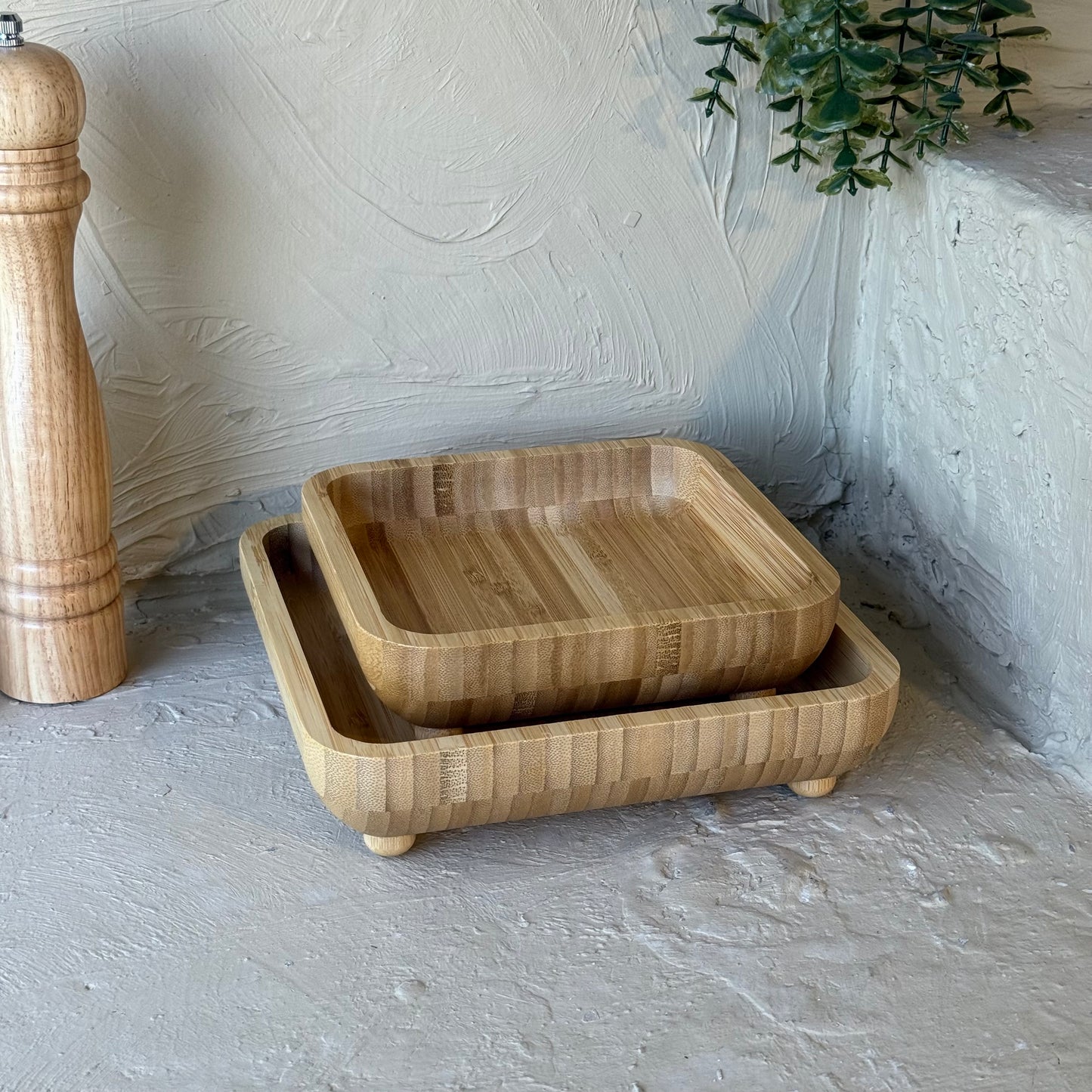 Milarlly Bambu Top Ayaklı Kare İki Boy Sunumluk KOD:173-174