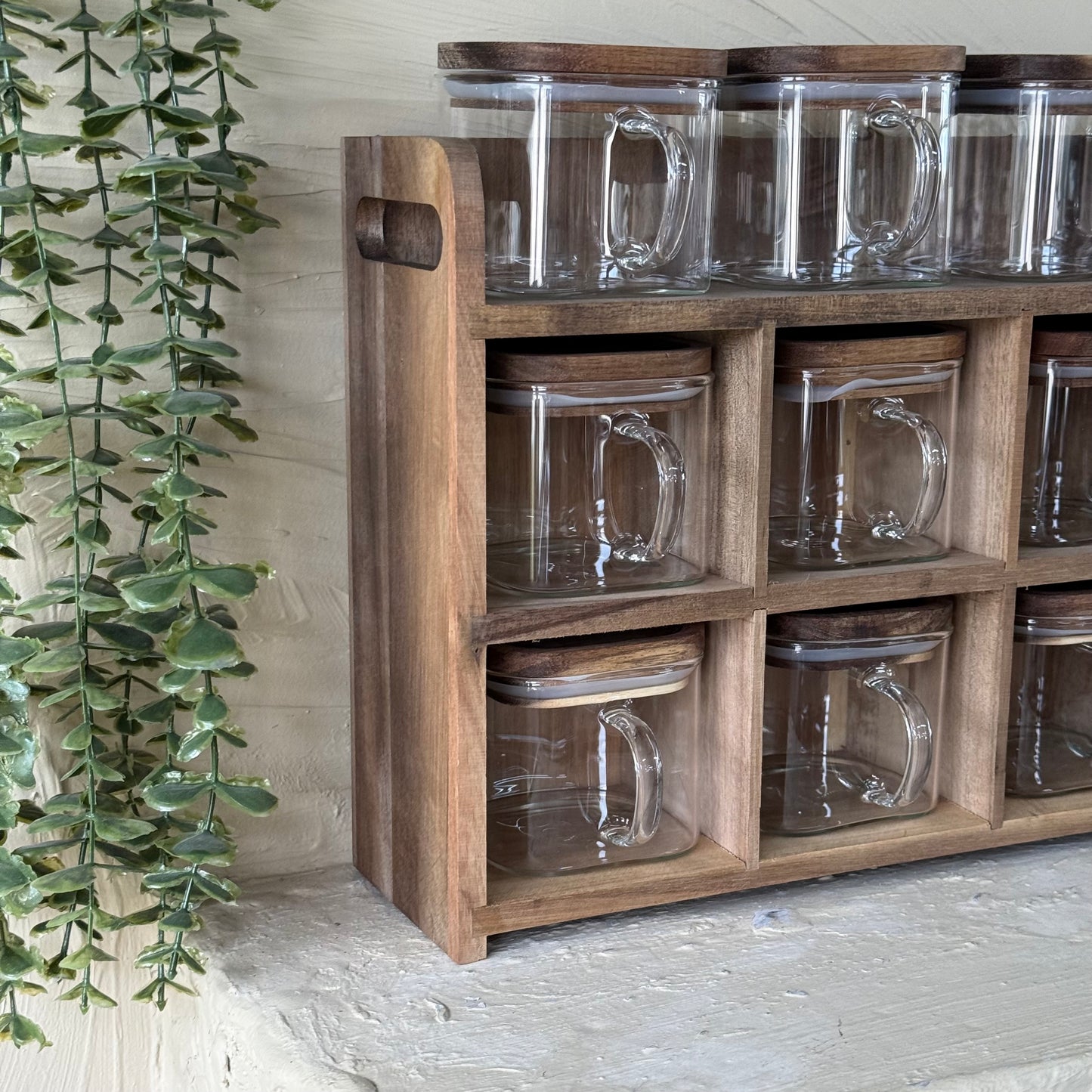 Buenoslly 10 Parça Kare Baharatlık Seti Akasya Ağacı Standlı KOD:117