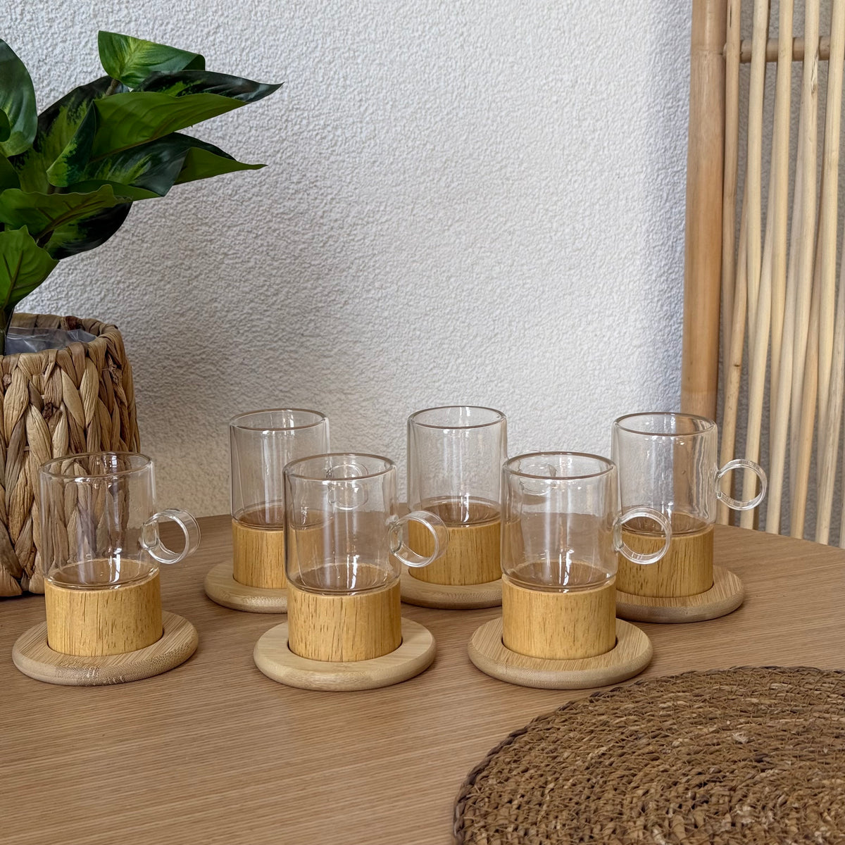 Miter Bambu Altlığı Çay Seti 6 Kişilik KOD:94