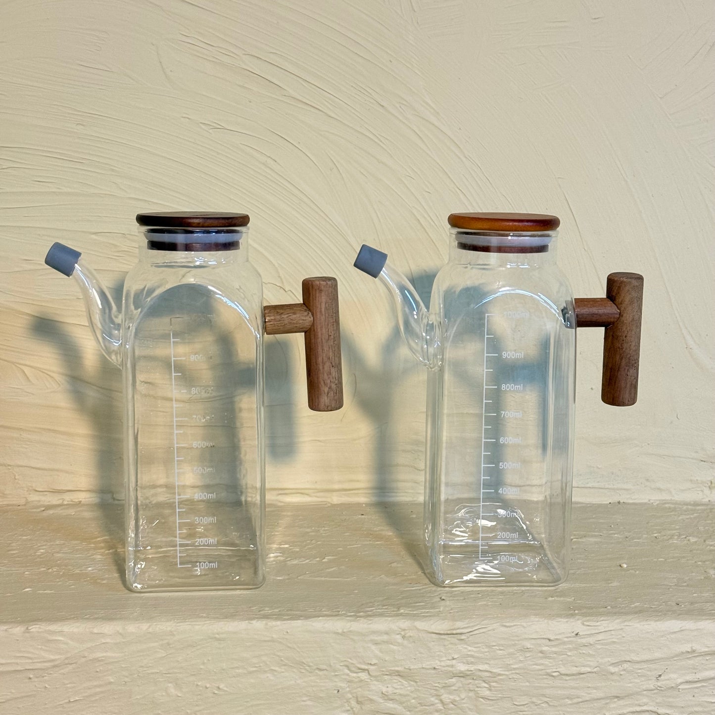 Buenos Borosilikat Akasya Ağacı Kapaklı Yağdanlık Seti 2 Adet 1 Litre KOD:144