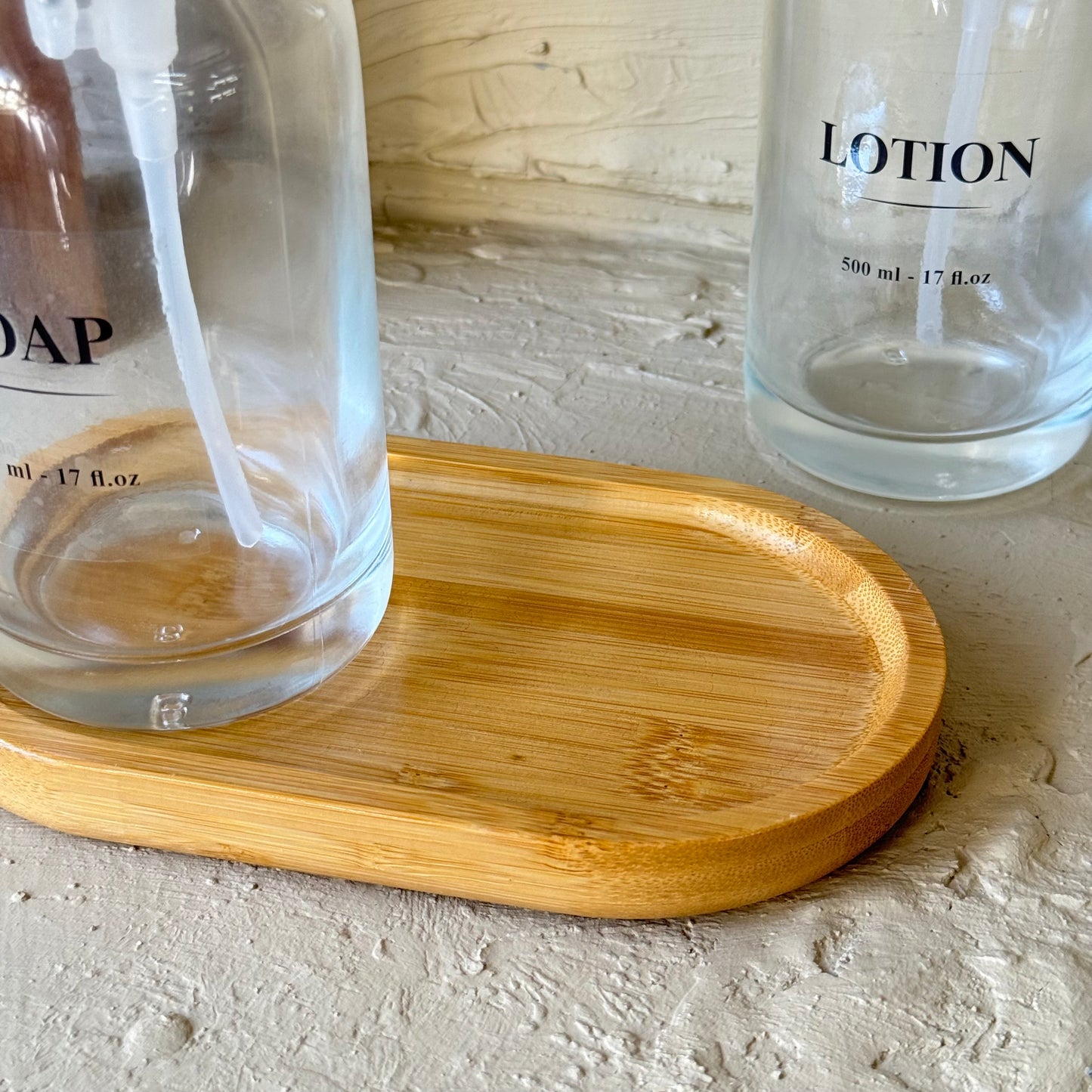 Arow Angel Model Yuvarlak Bambu Oval Standlı İkili Sıvı Sabunluk Seti Gri KOD:1016