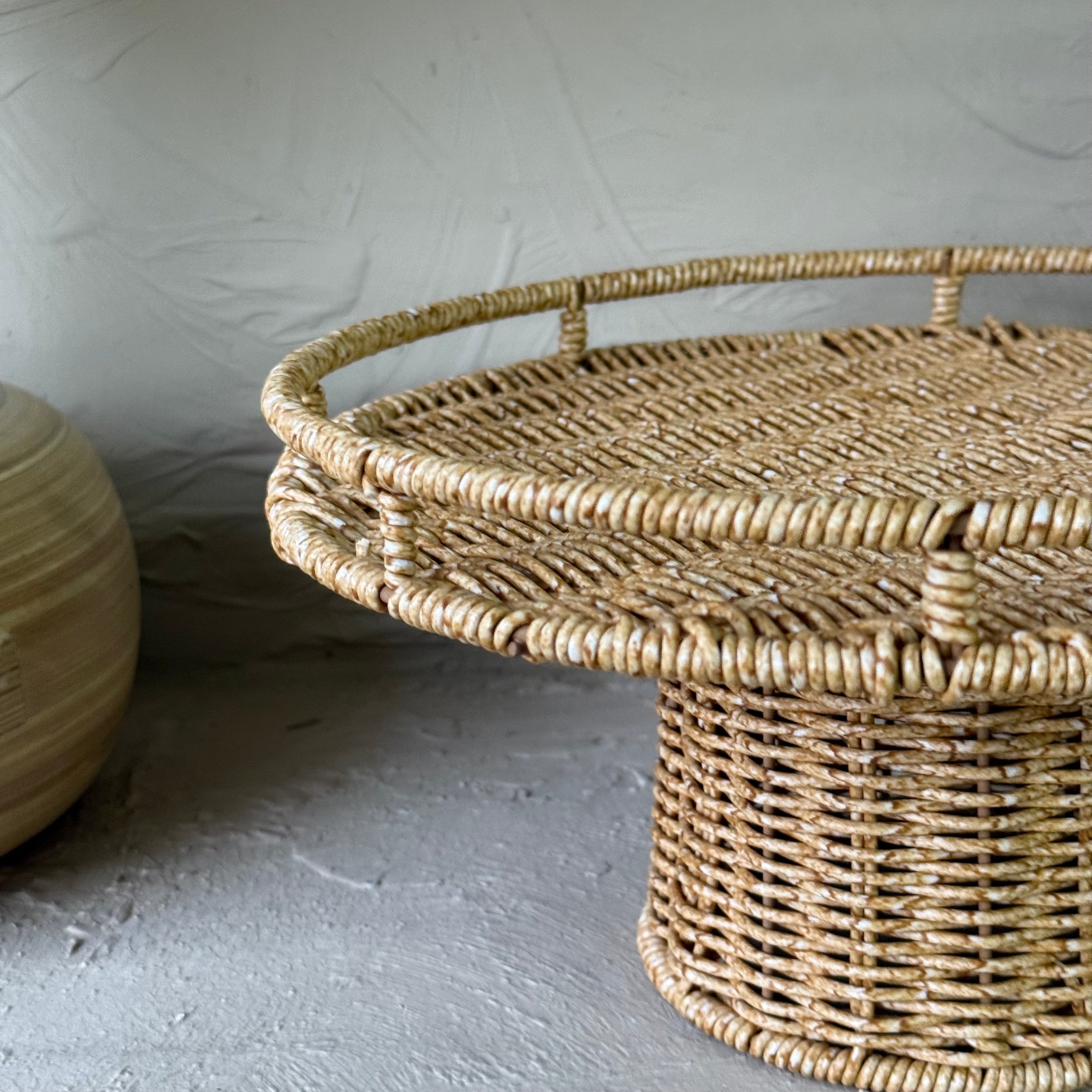 Rattan Ayaklı Yuvarlak Meyvelik Sunumluk Naturel