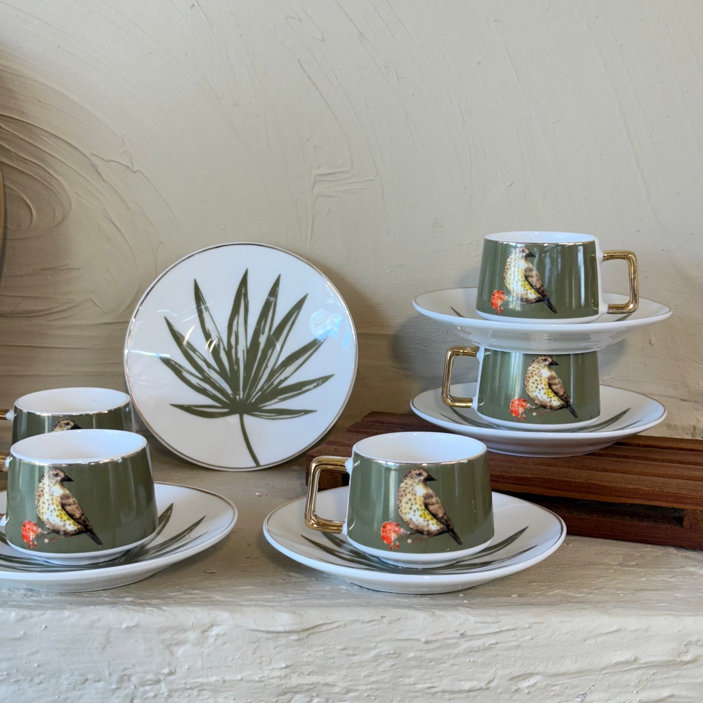 Arow Porselen Kahve Fincan Takımı 6 Kişilik Haki