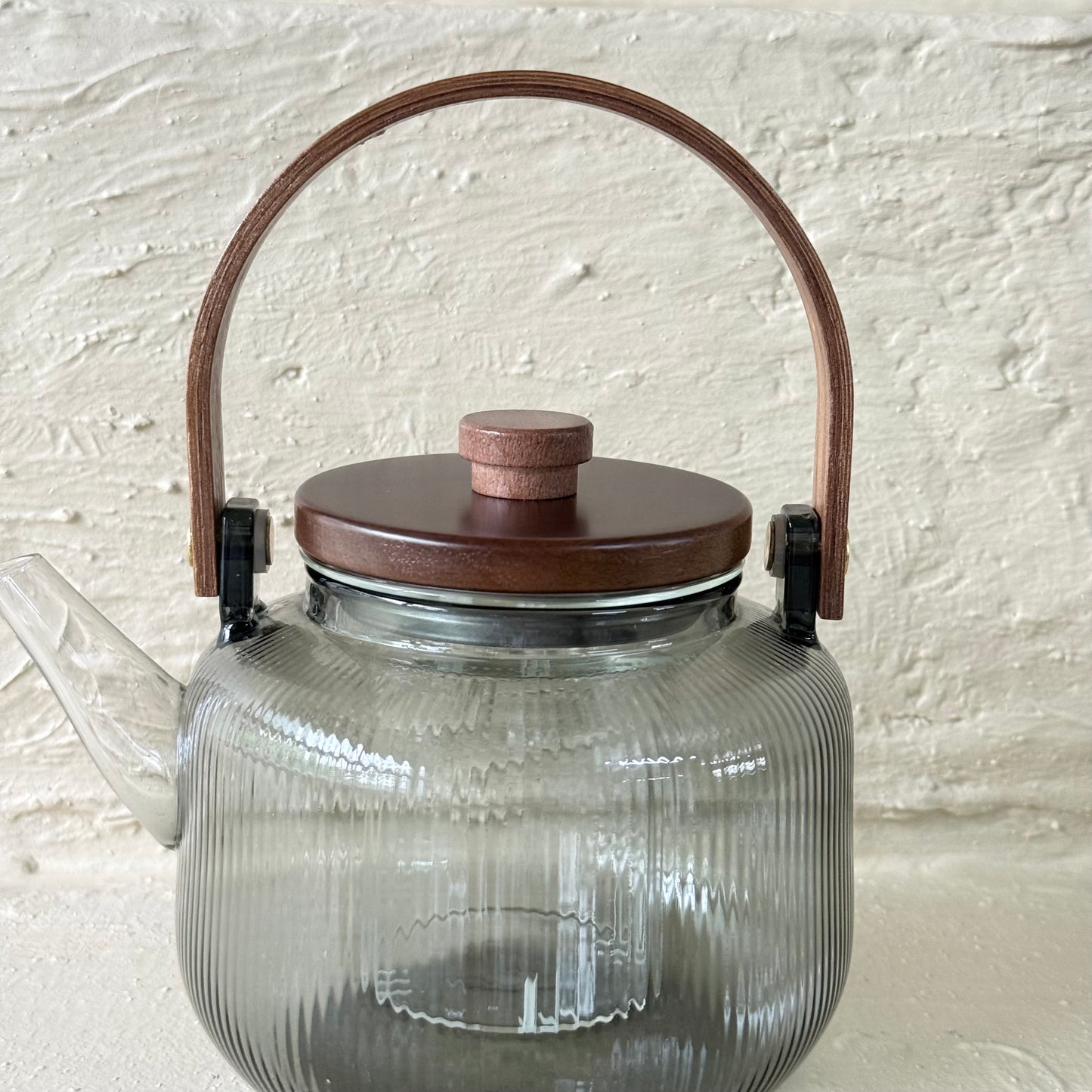 Buenos Borosilikat Cam Çizgili Model Akasya Ağacı Kapaklı Demlik KOD:16992-5