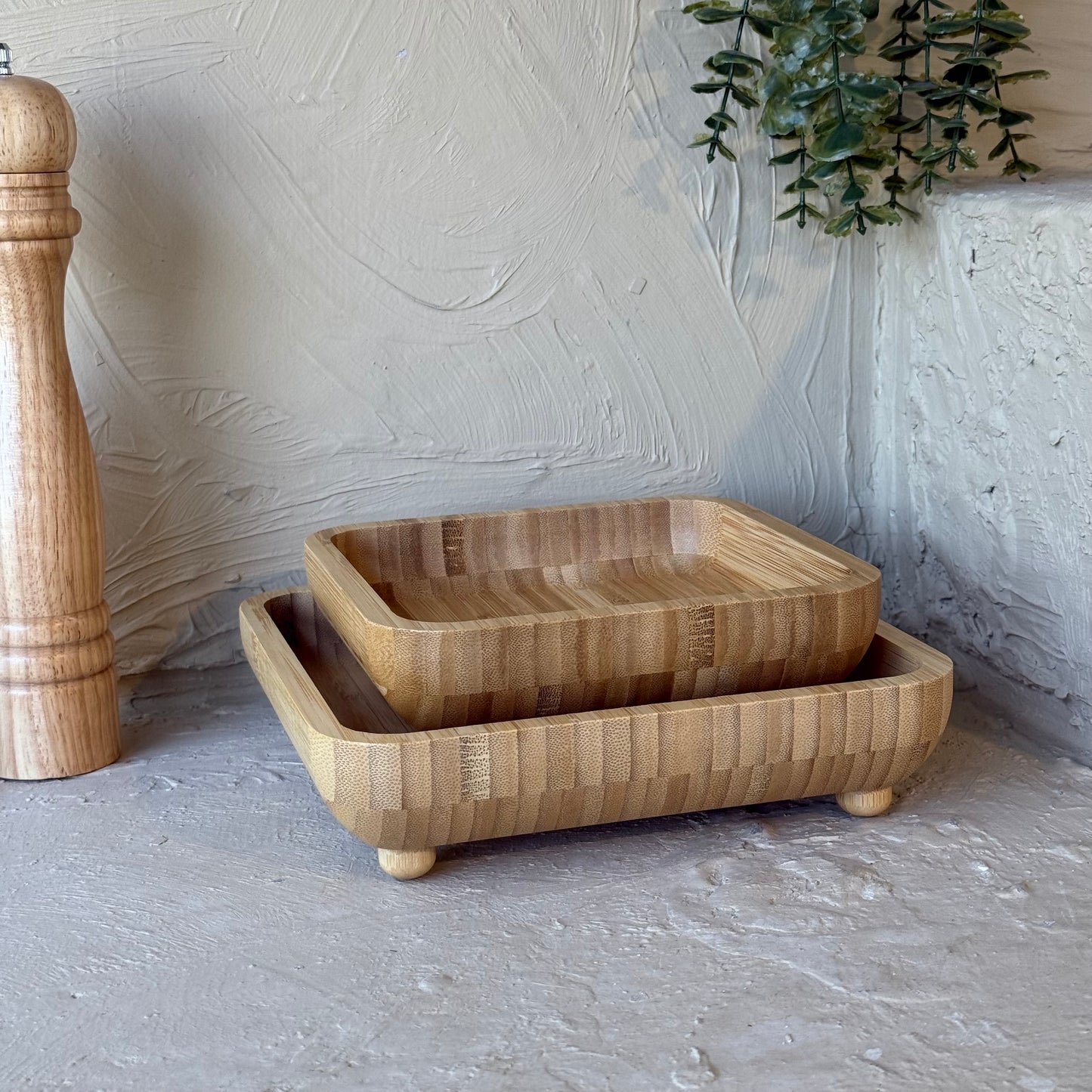 Milarlly Bambu Top Ayaklı Kare İki Boy Sunumluk KOD:173-174