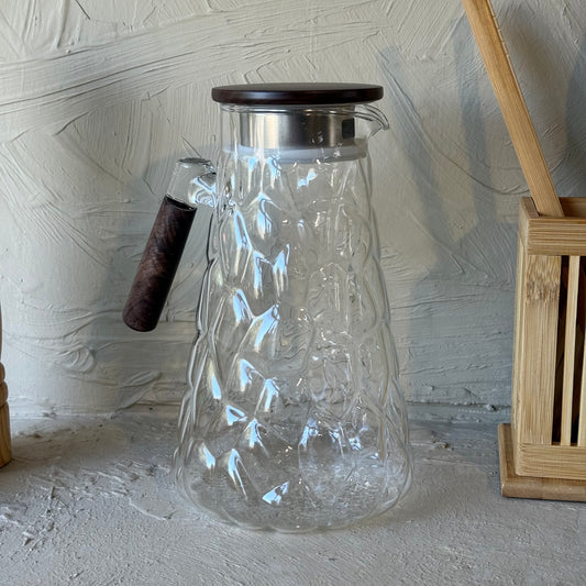 Violet Akasya Kapaklı Borosilikat Cam Sürahi 1800 ml KOD:6504