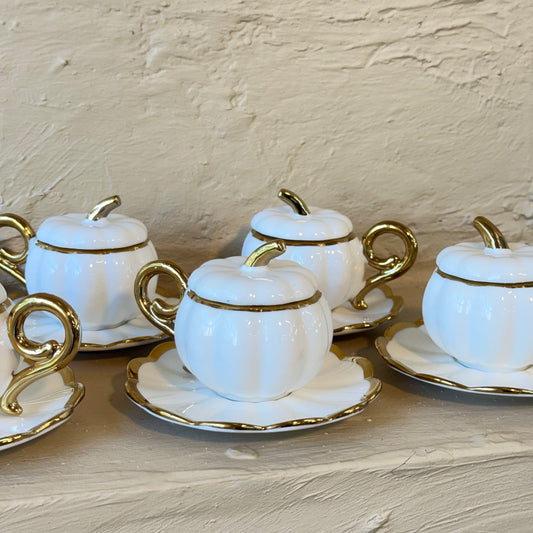 Arow Kabak Model Porselen Kahve Fincan Takımı 6 Kişilik Beyaz