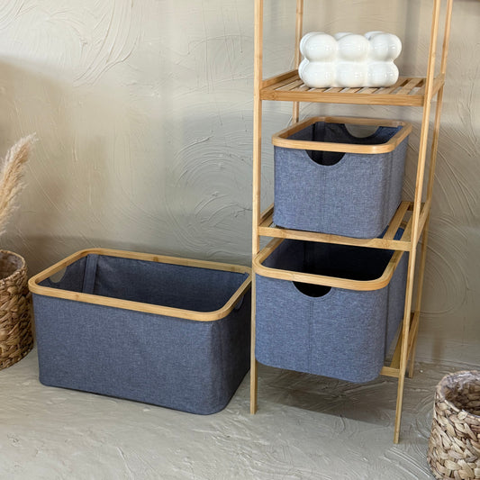 Lalezar Bambu Tutmalı 3 Boy Organizer Seti Gri KOD:8017-16-15