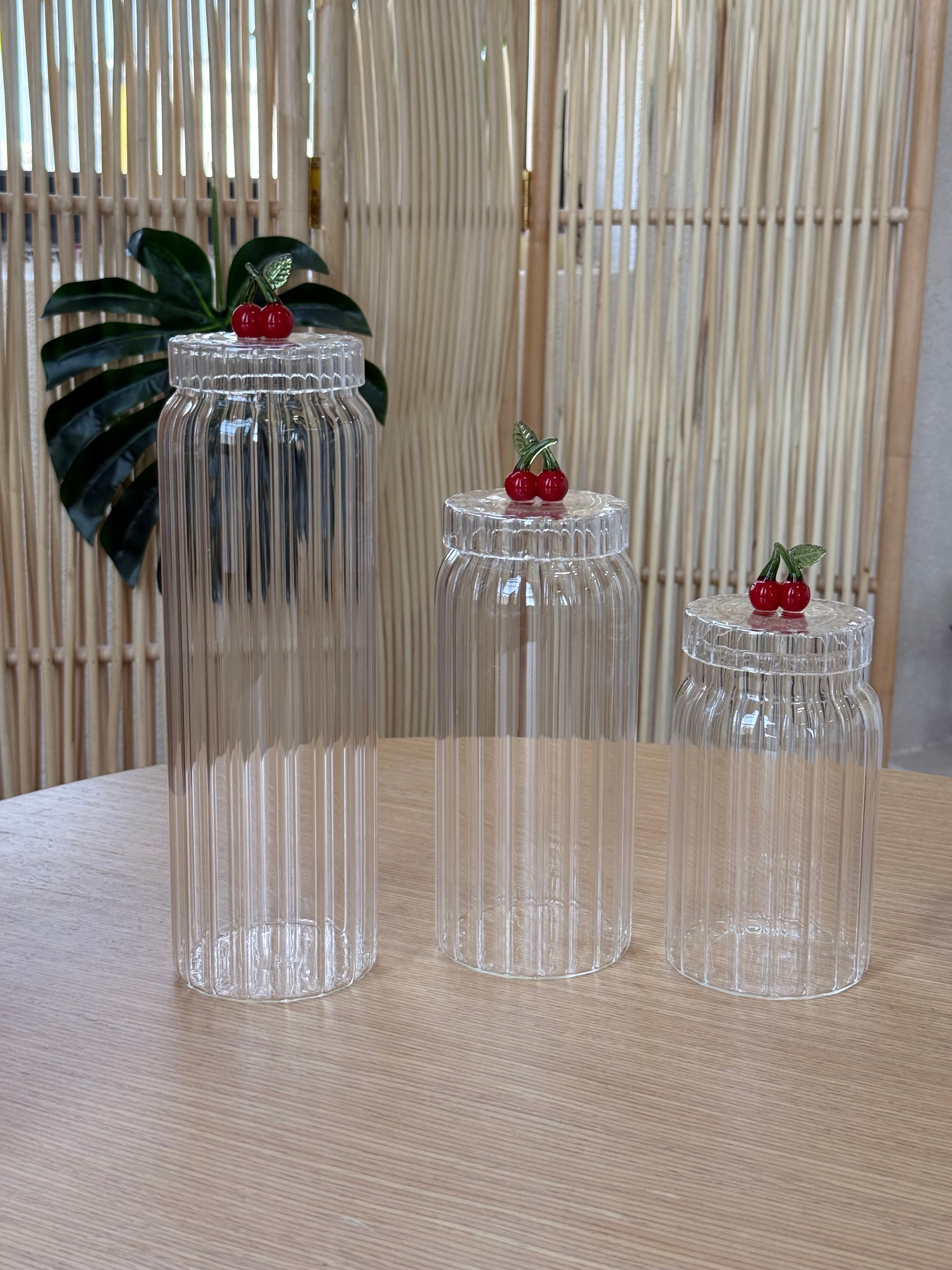 Strawberry Borosilikat Cam 3 Boy Kavanoz Seti KOD:11241-42-43