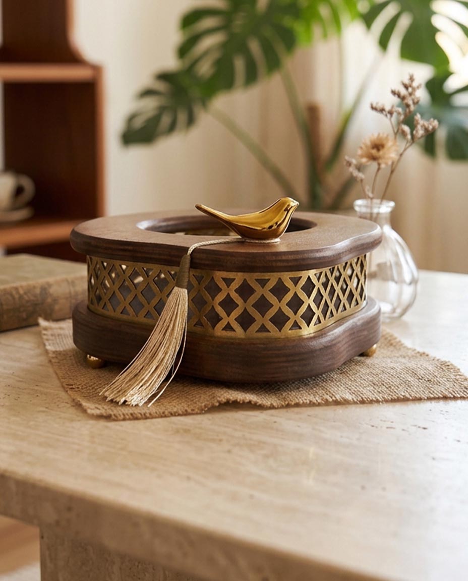Royal Premium Ahşap Tealight Mumlu Isıtıcı & Dekoratif Sunumluk 11540