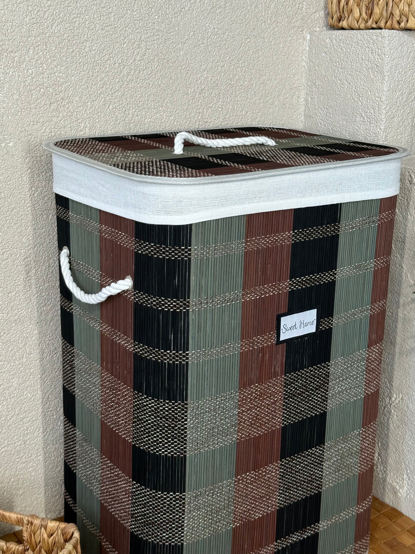 Miray Bambu Dikdörtgen Kirli Çamaşır Sepeti 60x42,5x32 cm KOD:50183