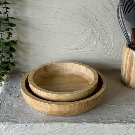 Tutku Bambu Yuvarlak İki Boy Sunumluk 18 cm, 22 cm KOD:41203-02