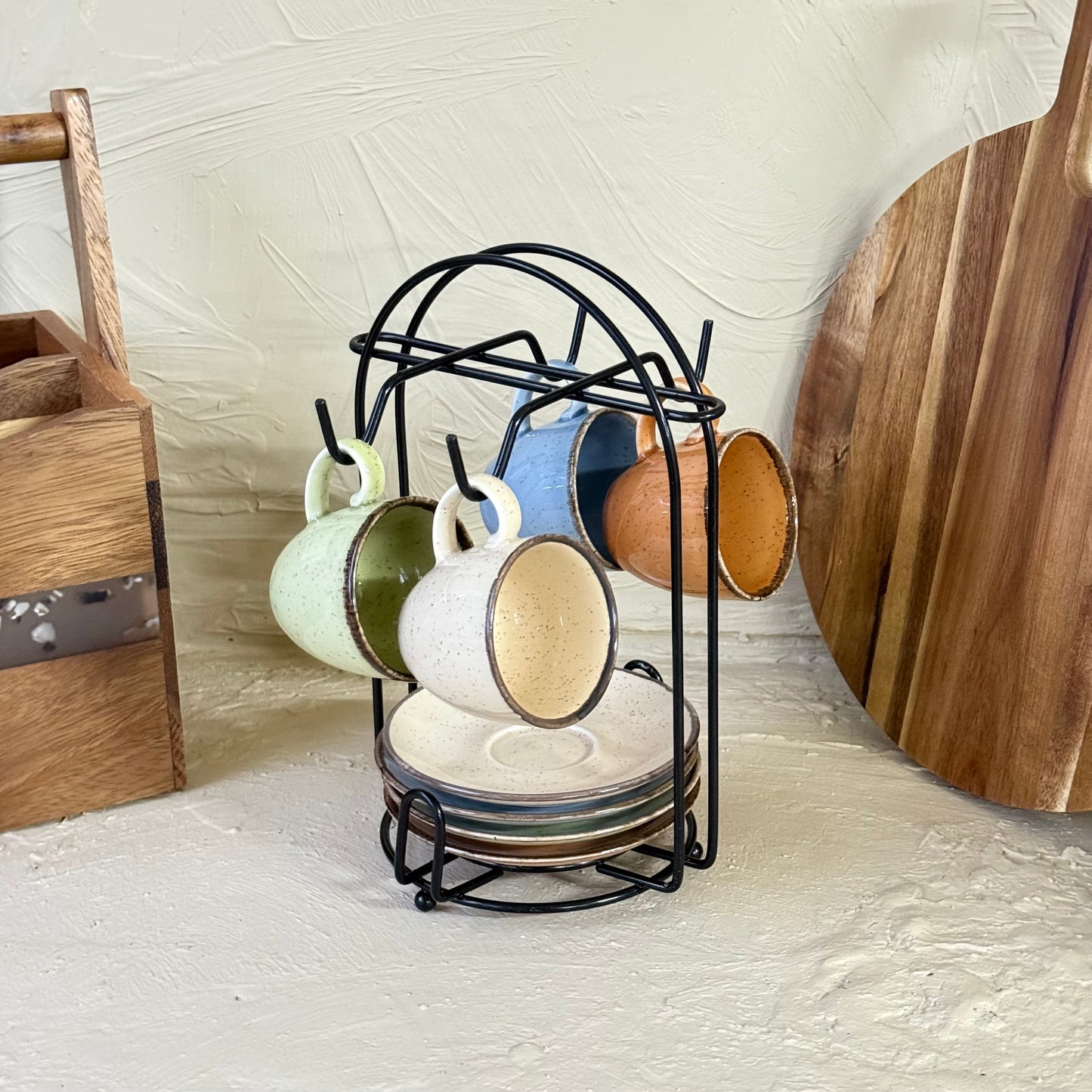 Porline Metal Standlı Renkli Kupa Seti 4 Kişilik KOD:0527