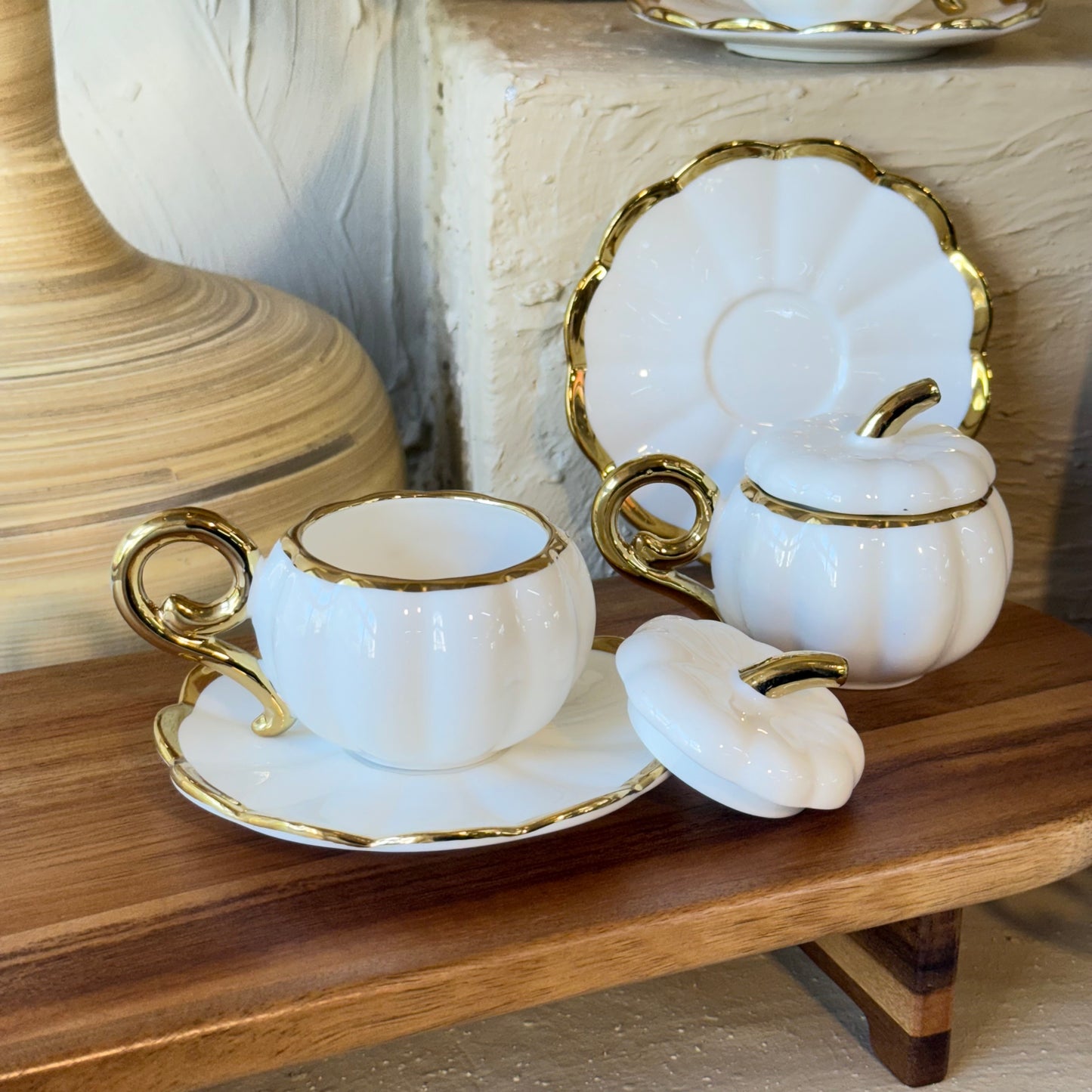 Arow Kabak Model Porselen Kahve Fincan Takımı 6 Kişilik Beyaz