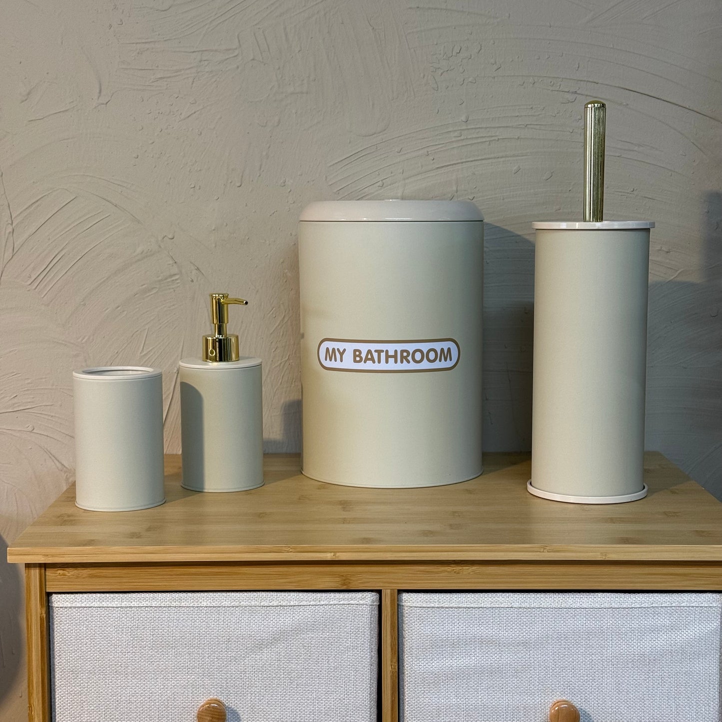Emozione Metal 4 Parça Banyo Seti Krem