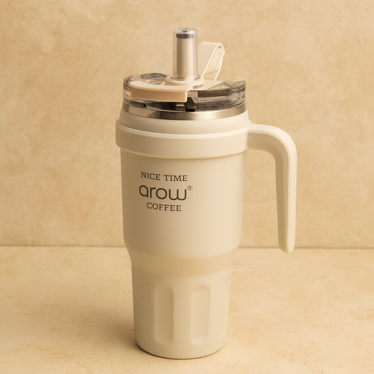 Arow Paslanmaz Çelik Tutmalı Termos Krem 1 Litre
