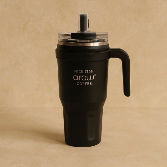 Arow Paslanmaz Çelik Tutmalı Termos Siyah 1 Litre