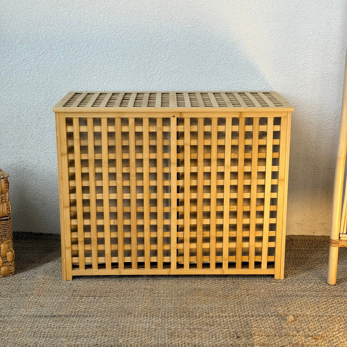 Andy Çift Bölmeli Bambu Çamaşır Sepeti, Dev Boy 68x44x88 CM KOD:8348