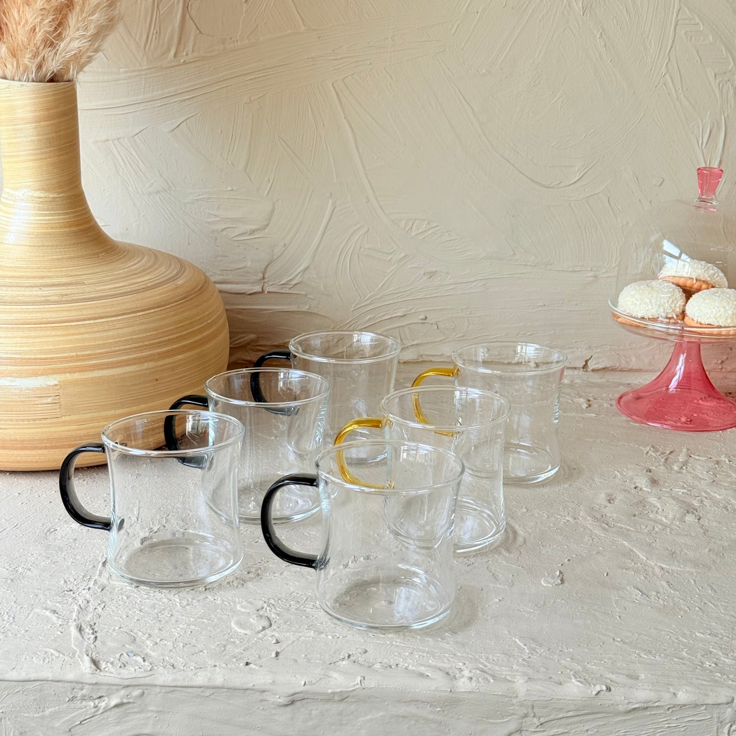 Tutku Borosilikat Cam Renkli Kulp 6 Adet Kupa Seti KOD:711