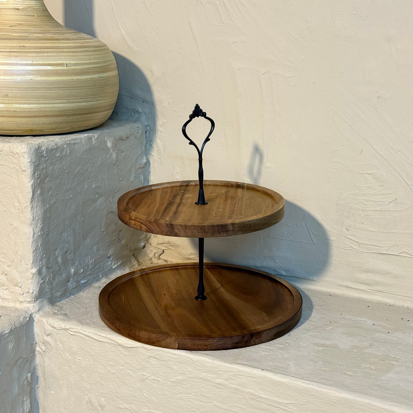 Milay Akasya Ağacı İki Katlı Yuvarlak Sunumluk KOD:164