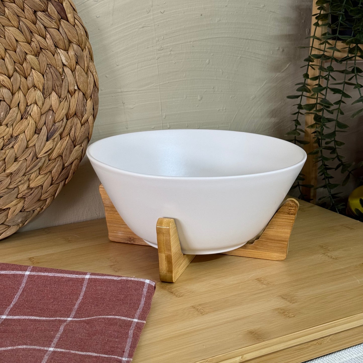 Tully Bambu Standlı Porselen Salata Kase KOD:29