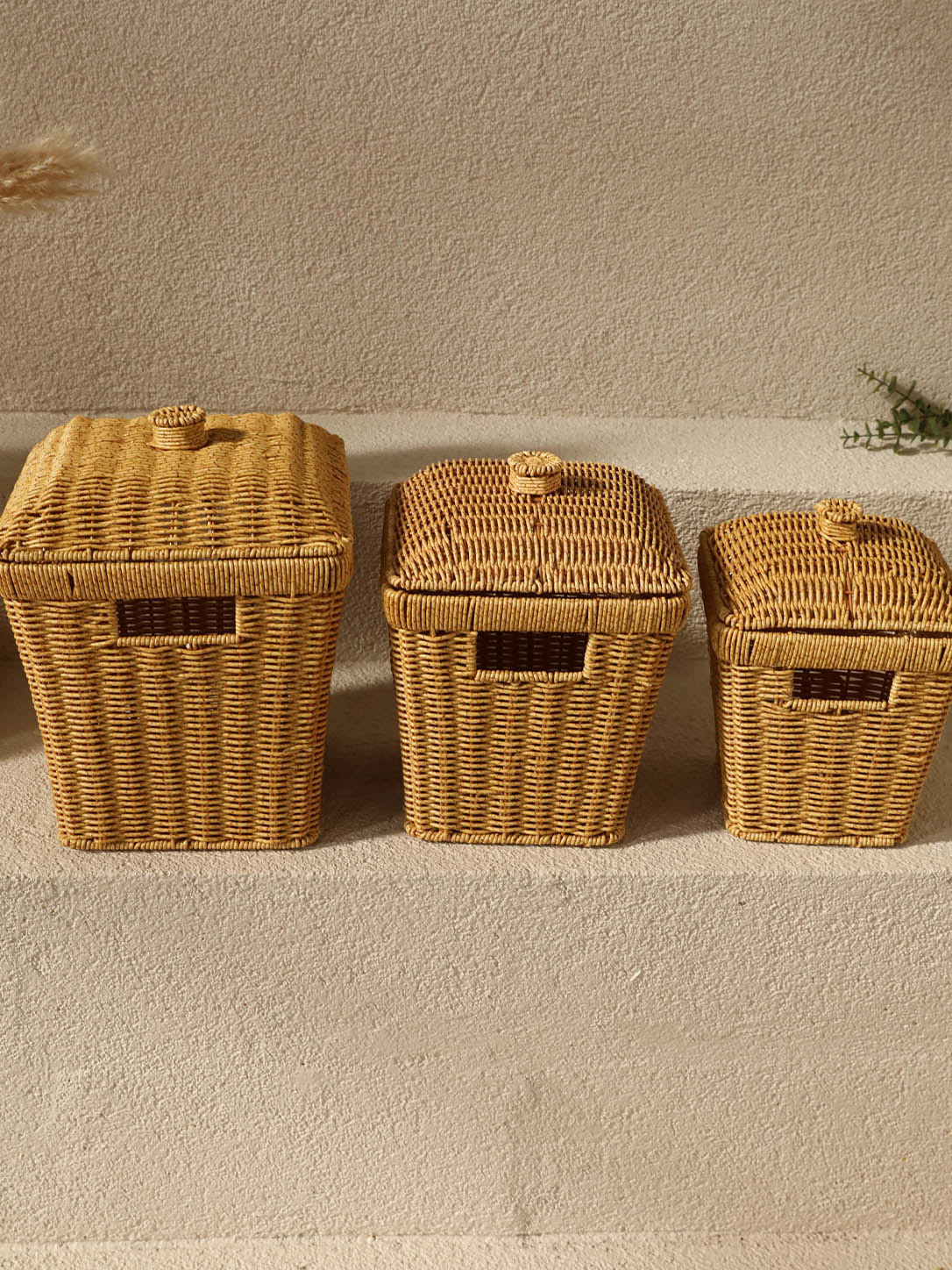Rattan 3 Boy Kare Patates Soğanlık Seti Pbt-919