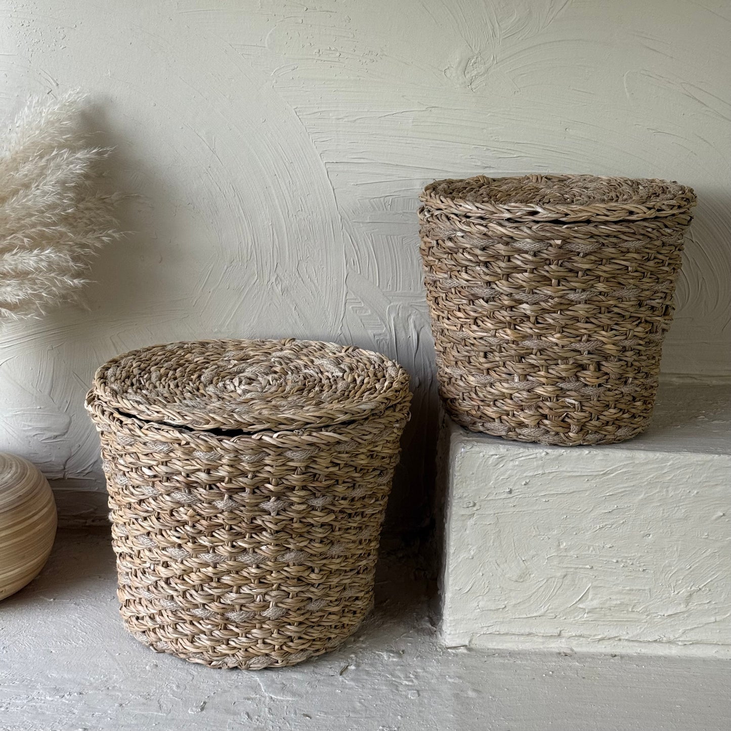 SVR Kapaklı İki Boy Yuvarlak Hasır Patates Soğanlık Naturel KOD:15841