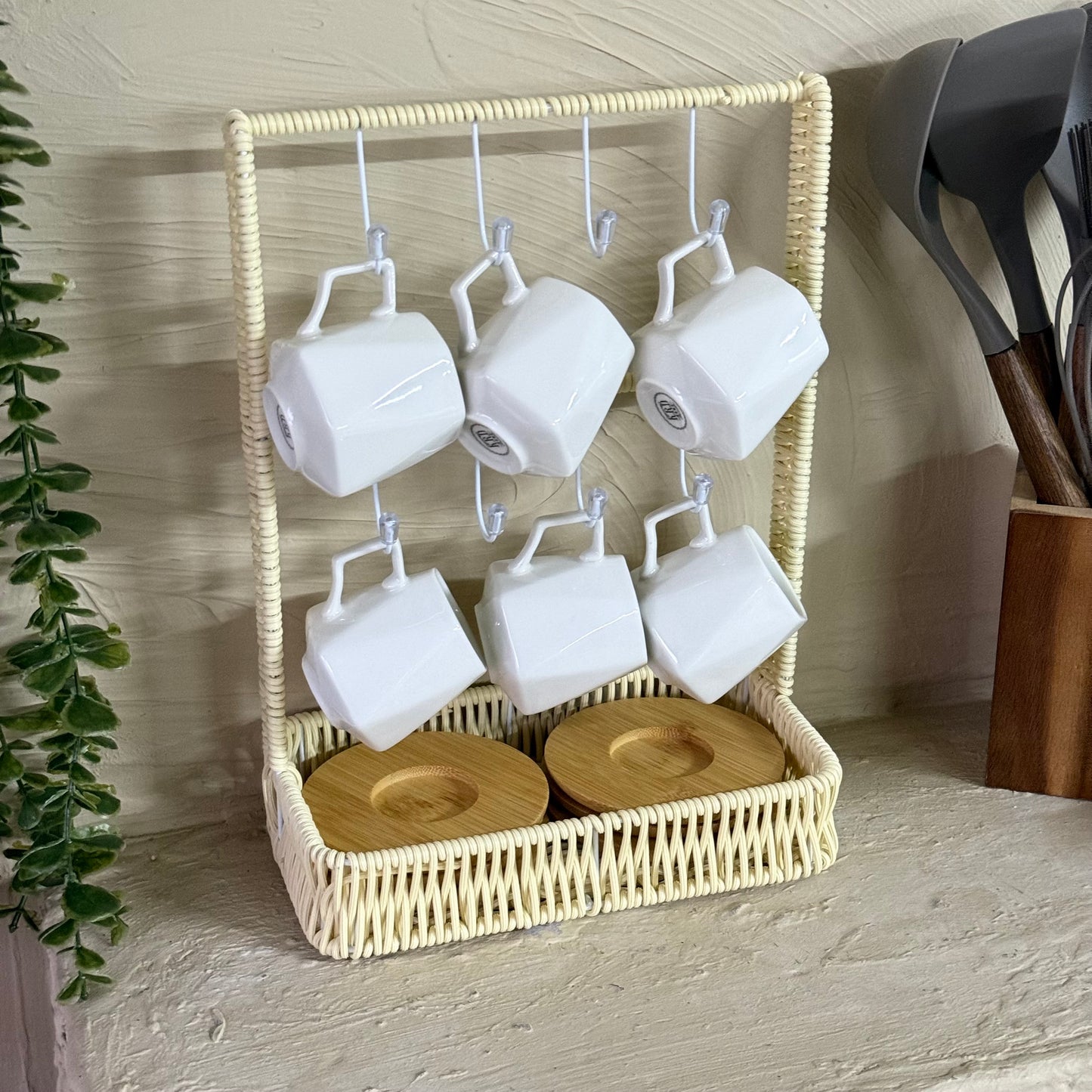 Evanev Rattan Fincan Askı Standı Naturel KOD:30481
