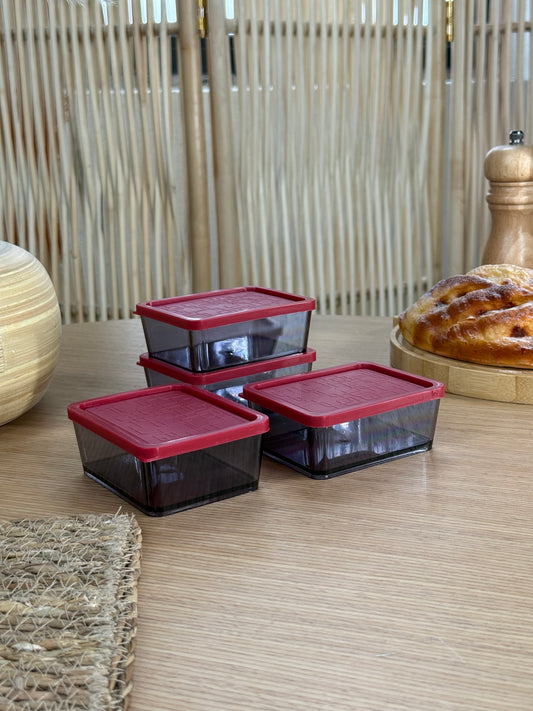 Bonbon Saklama Kabı Set 4 Parça Kırmızı 180 ml