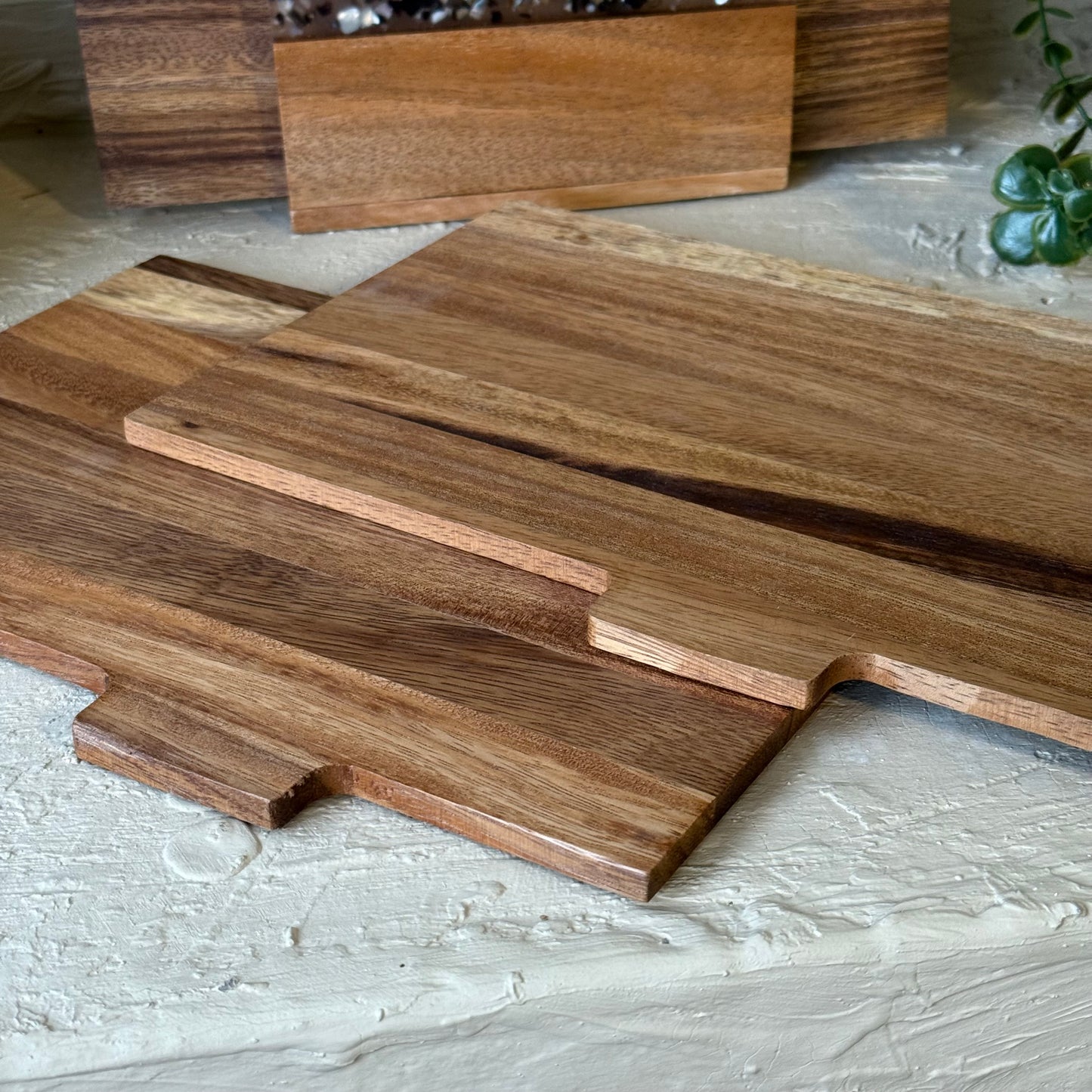 Akasya Ağacı Epoksi Detaylı Kesim Panosu 5 Parça