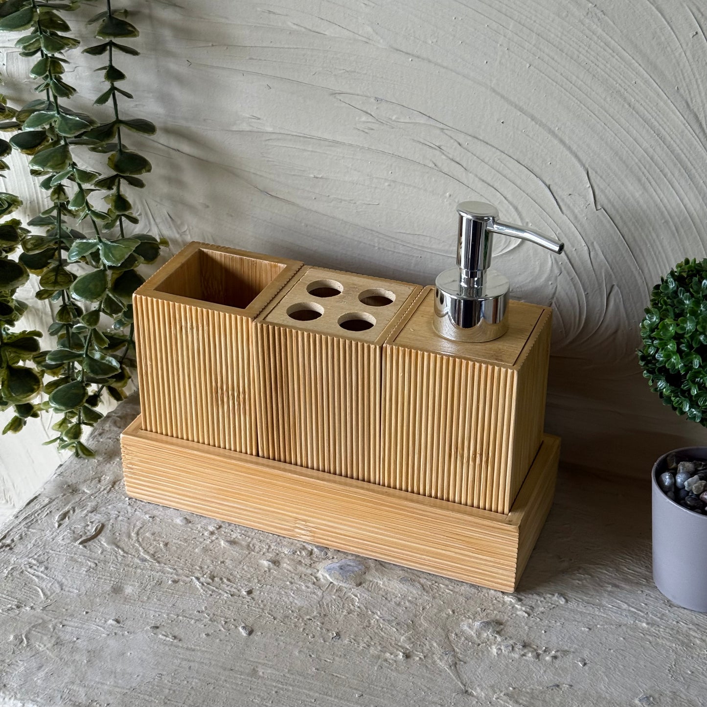 Evanev Bambu Banyo Seti 4 Parça KOD:6709