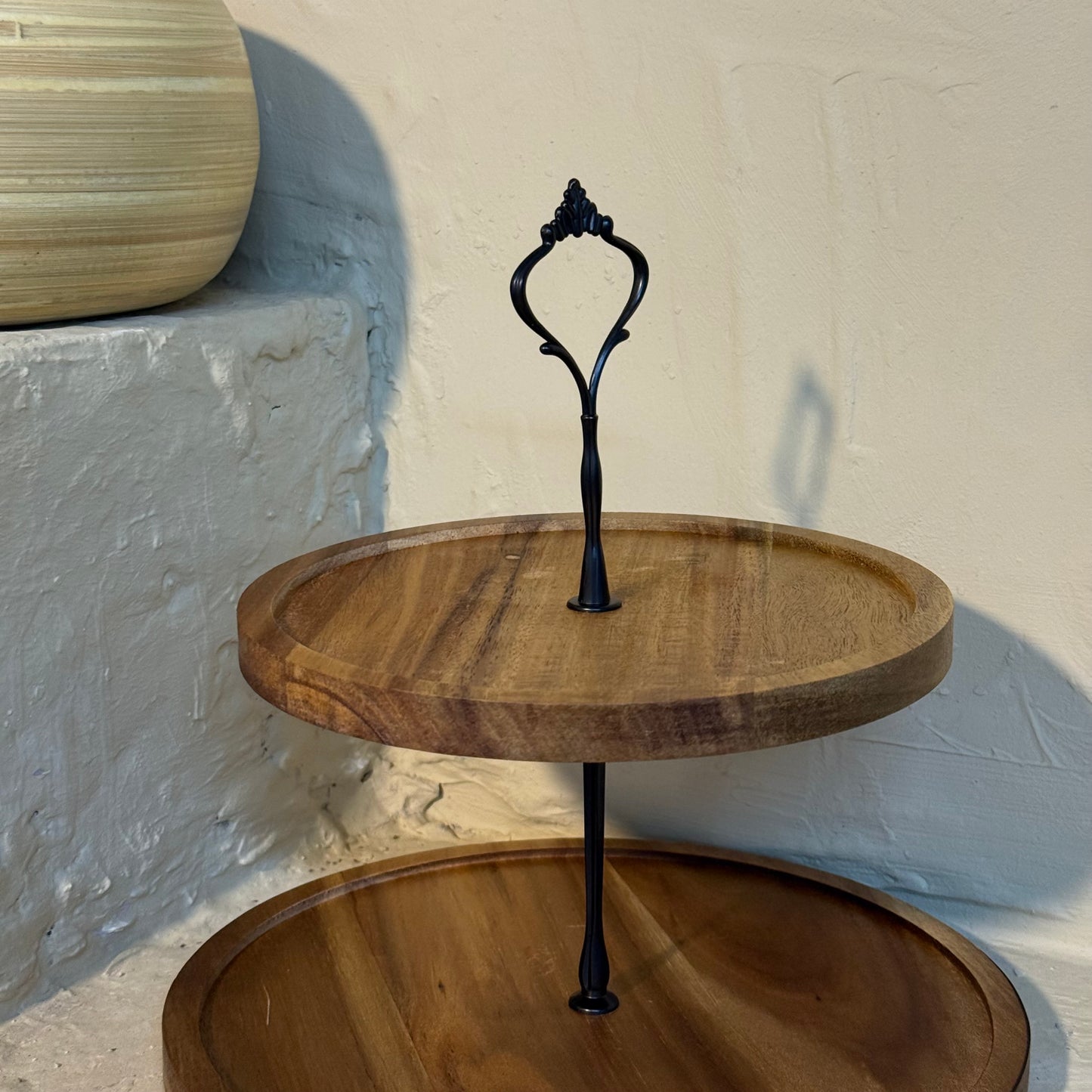 Milay Akasya Ağacı İki Katlı Yuvarlak Sunumluk KOD:164