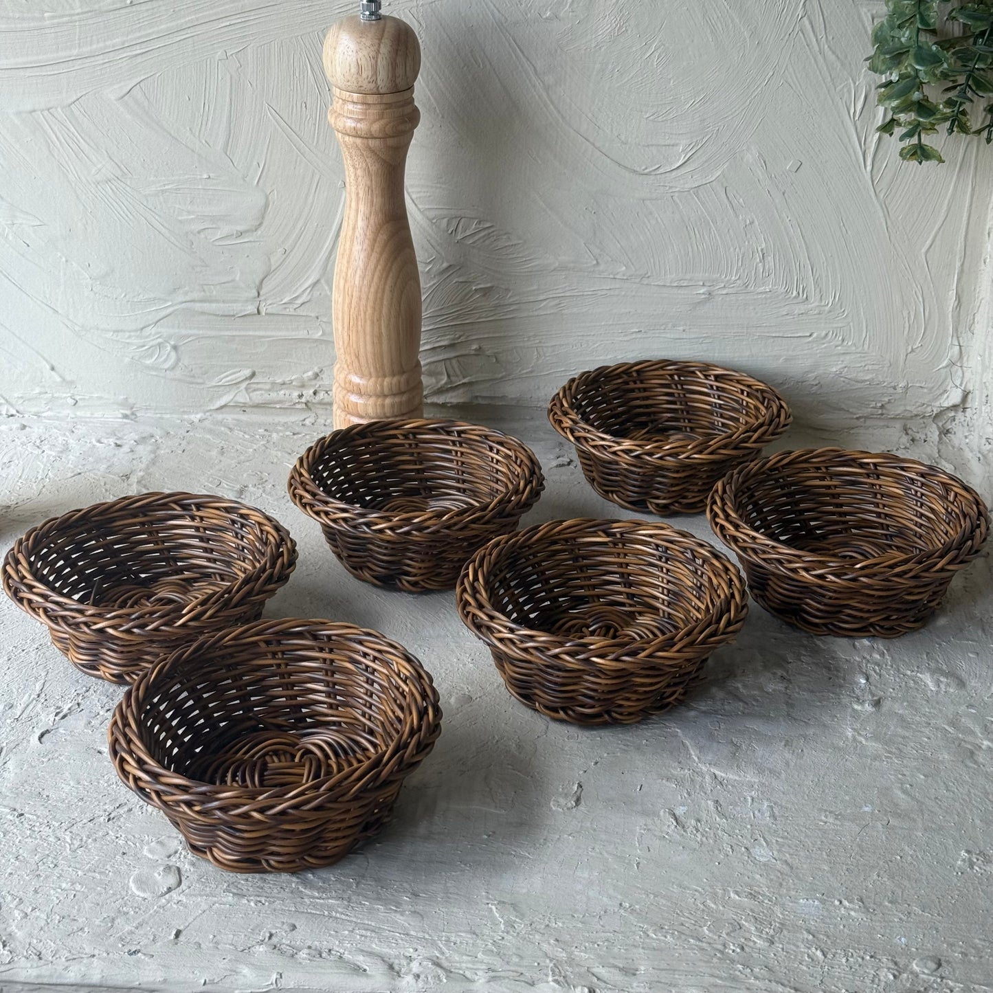 Sevally Rattan 6 Adet Çerezlik Sunumluk Seti Kahve Rengi KOD:71282