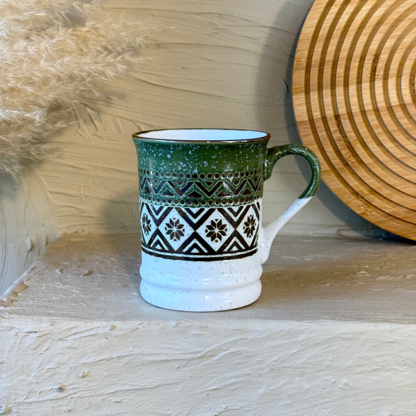 Tutku Porselen Boho Kupa 400 ml Yeşil KOD:3035