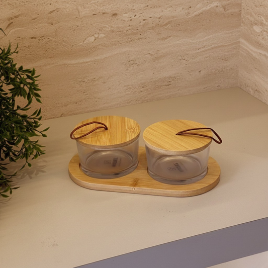 ZBERN Bambu Altlığı İkili Cam Kahvaltılık