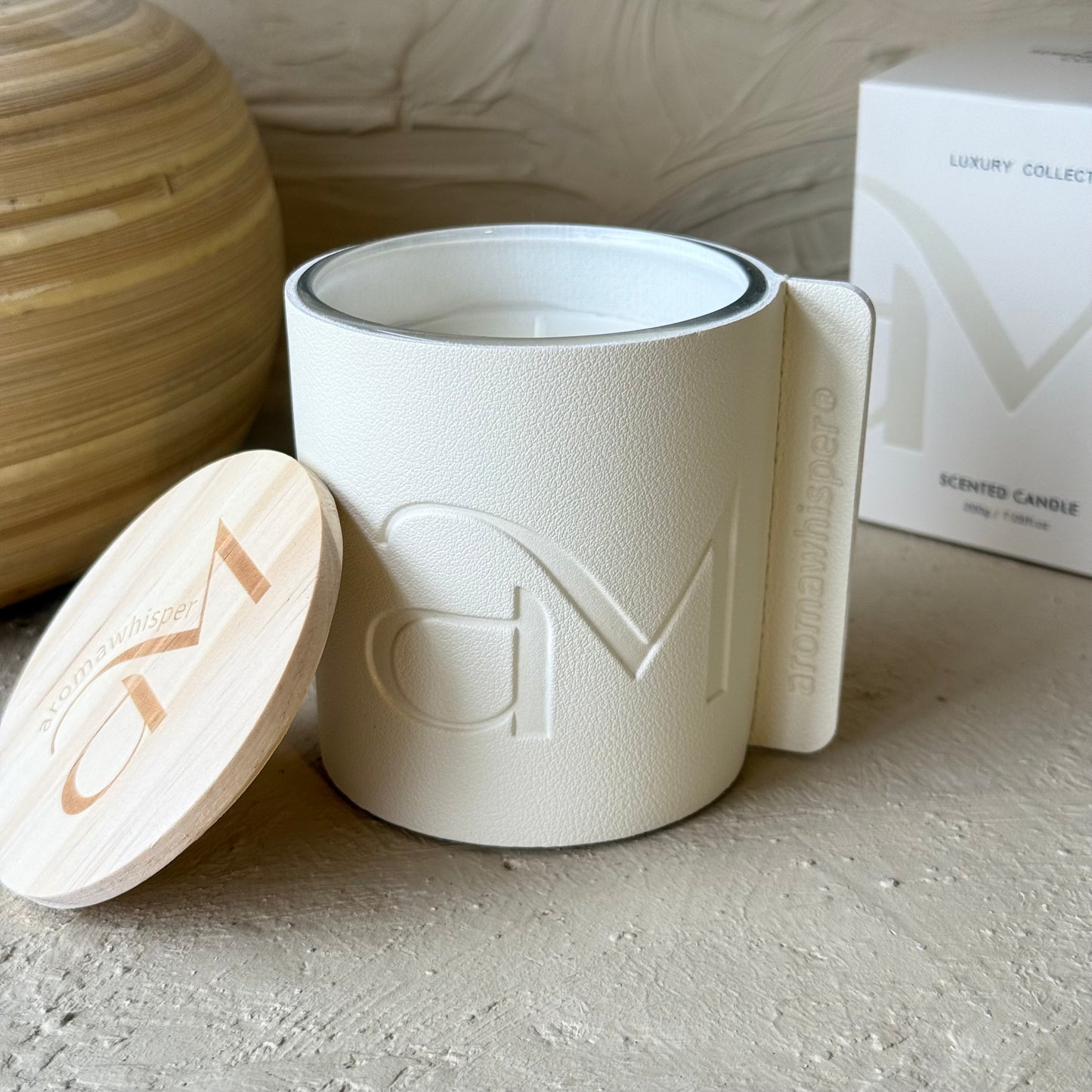 Candle Cam Bardak Deri Detaylı Mum Bergamot Kokulu KOD:1517
