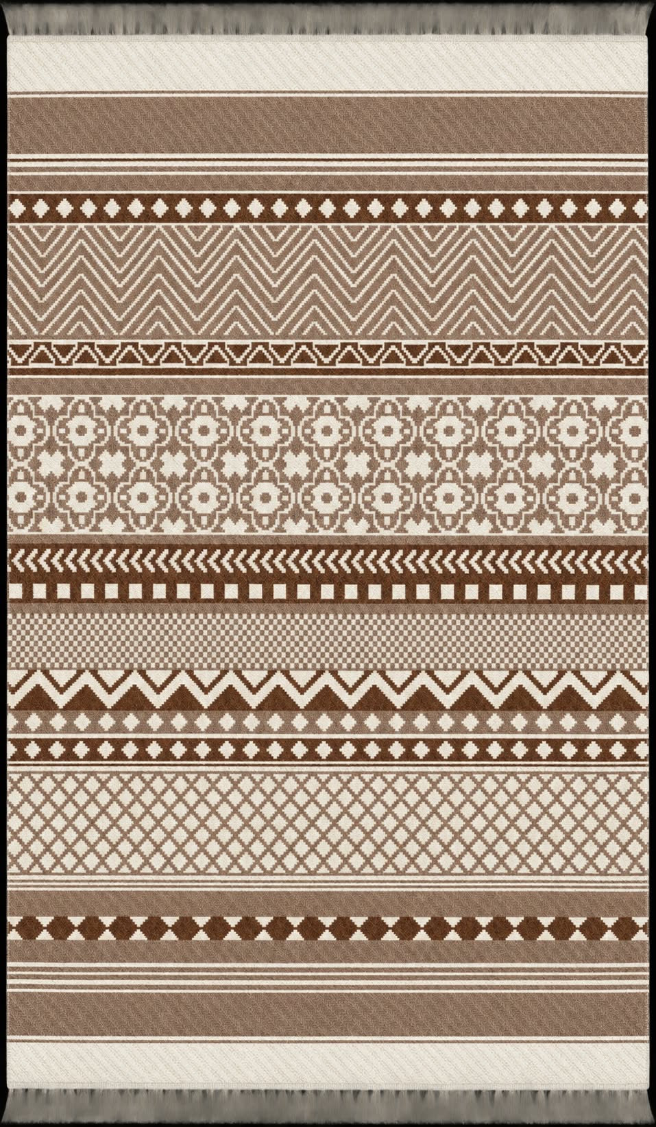 İskandinav Desenli Pamuklu Dokuma Kilim - Vizon Bej  Kilim (120x180 cm)