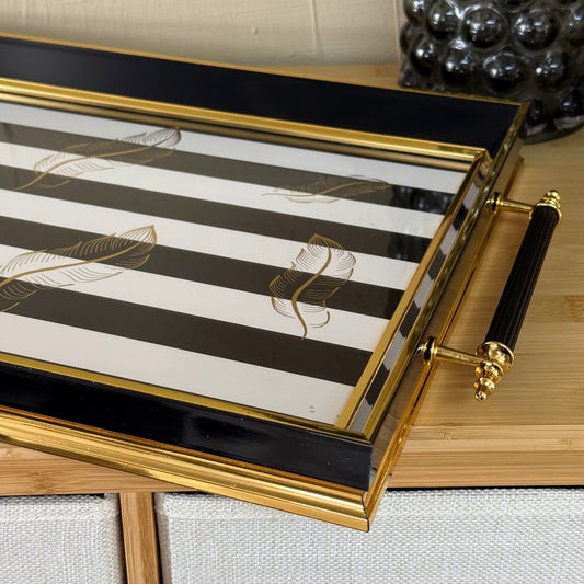 Goldenya Tutmalı Zebra Desen Tepsi Siyah-Beyaz KOD:5020-51